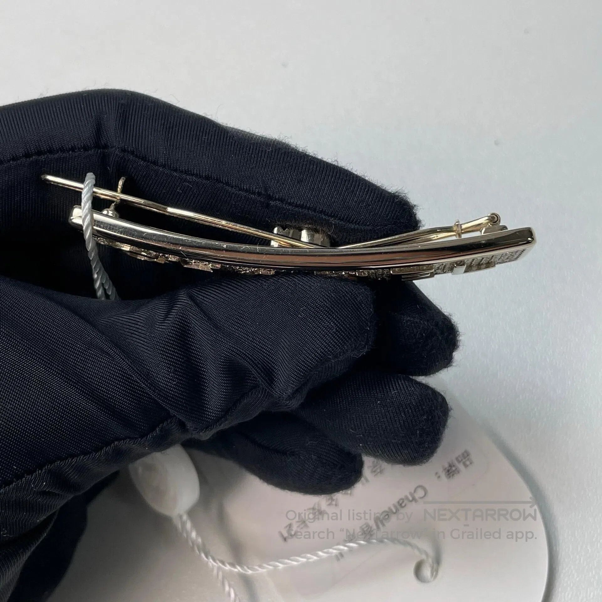 Chanel Chanel Logo hairpin with full diamonds, silver barrette| Size ONE SIZE - 5 Thumbnail