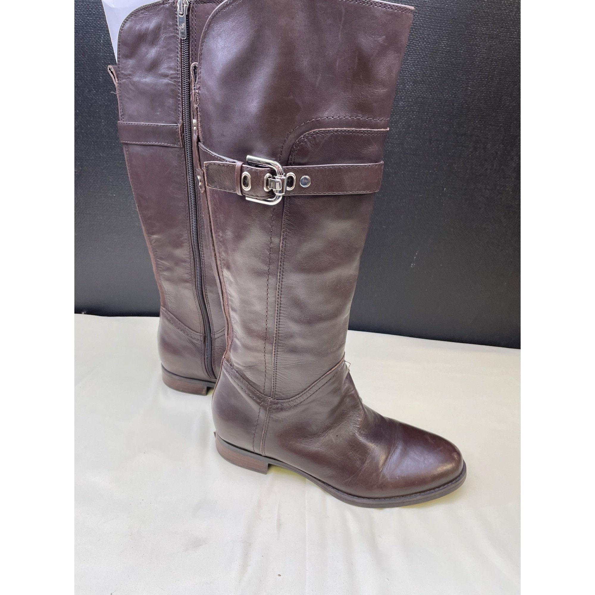 Marc Fisher Mark Fisher Women's Brown Leather Riding Boots/Shoes Size 7. Size US 7.5 / IT 37.5 - 4 Thumbnail