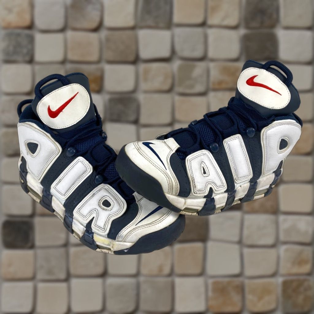 Nike Air More Uptempo 414962-104 Olympic Mens Sneaker Sz US 10 White Navy 2016