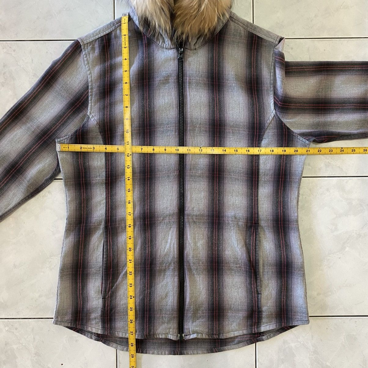 Japanese Brand Fur Net Man Slim Fit Classic Grey Plaid Hoodie Full Zip Size US L / EU 52-54 / 3 - 16 Thumbnail