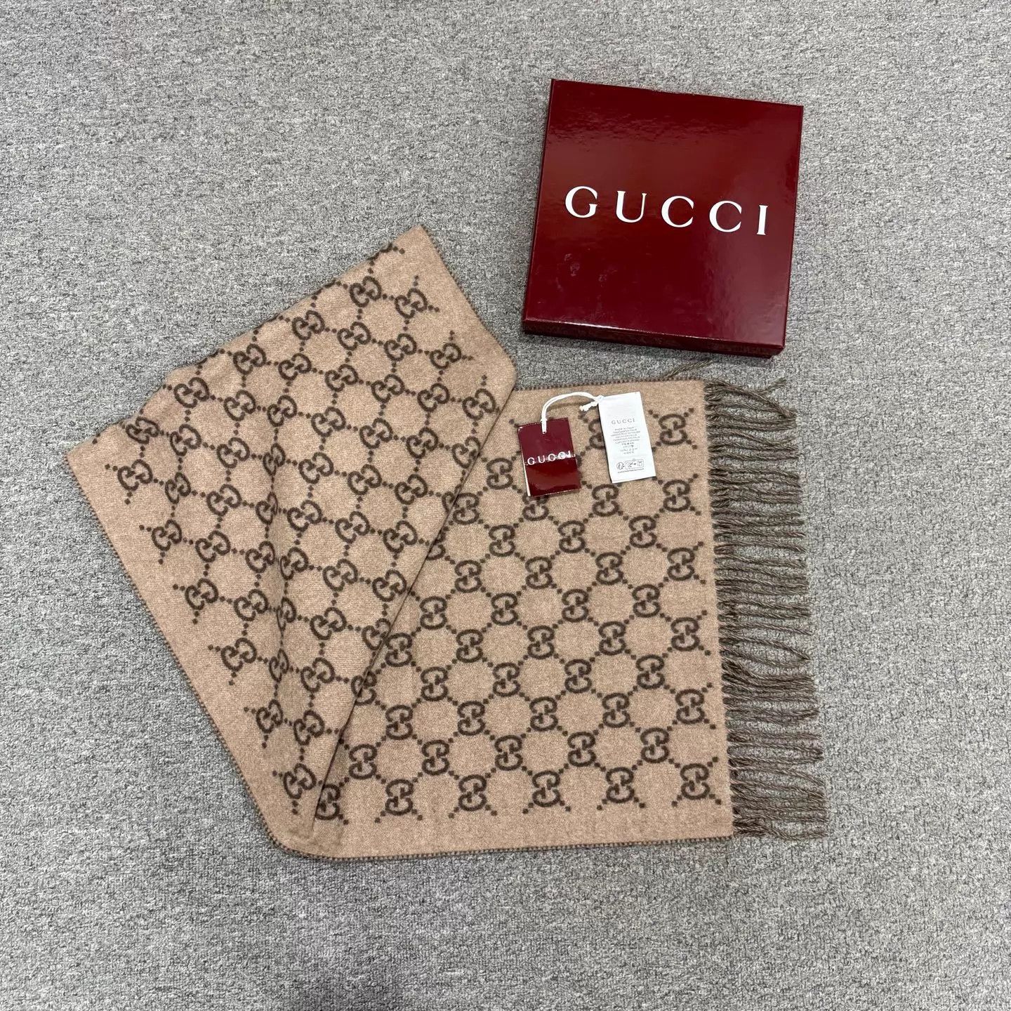 Gucci Gucci New GG Monogram Print Cashmere Scarf 45x170cm Unused Size ONE SIZE - 1 Thumbnail