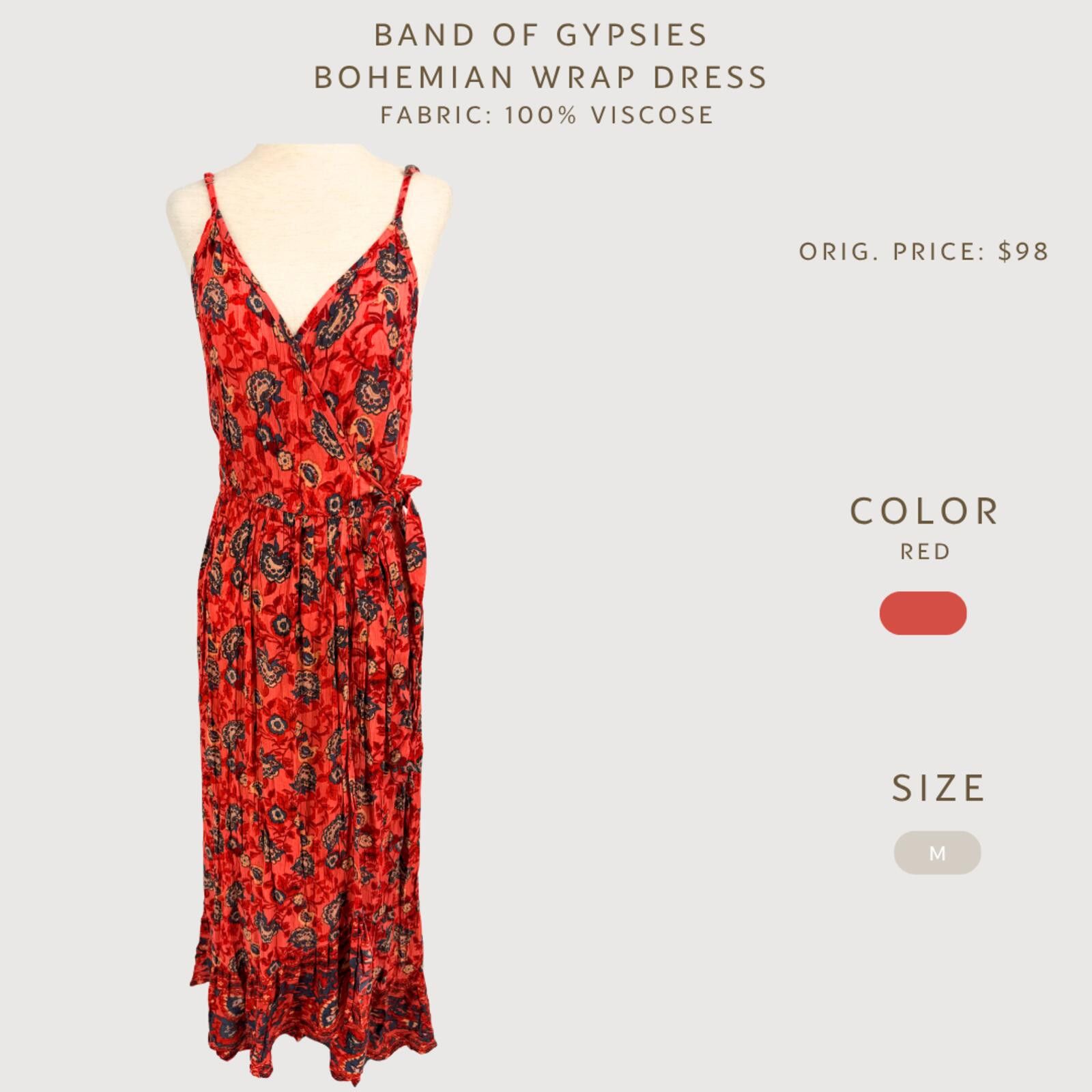 Other Band of Gypsies Bohemian Wrap Maxi Dress Red M Size M / US 6-8 / IT 42-44 - 2 Thumbnail