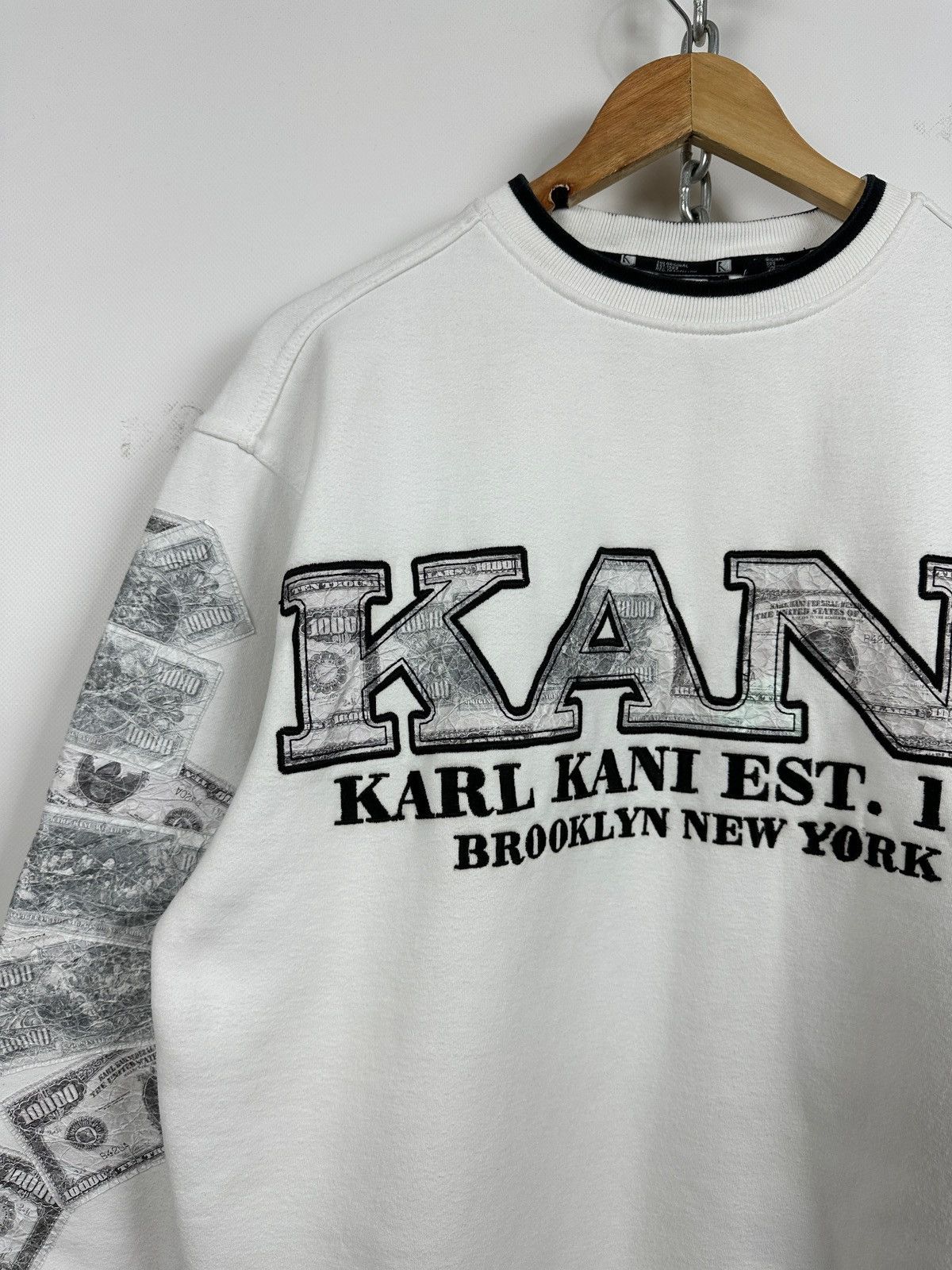 Karl Kani 90s Vintage Karl Kani Big Logo Dollar $ White Sweatshirt Size US S / EU 44-46 / 1 - 5 Thumbnail