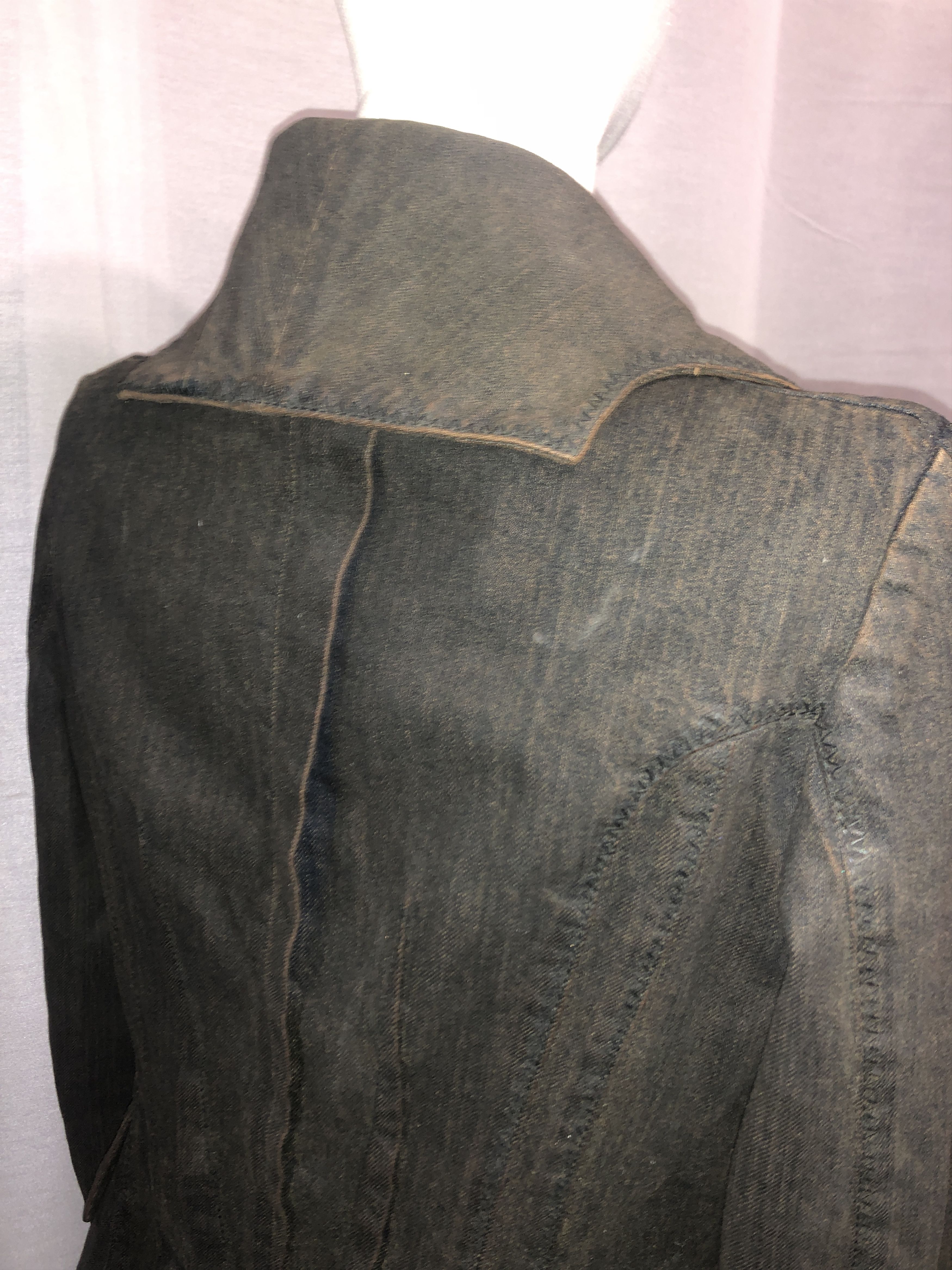 John Galliano Piratesque Asymmetric Denim Jacket Size L / US 10 / IT 46 - 24 Thumbnail
