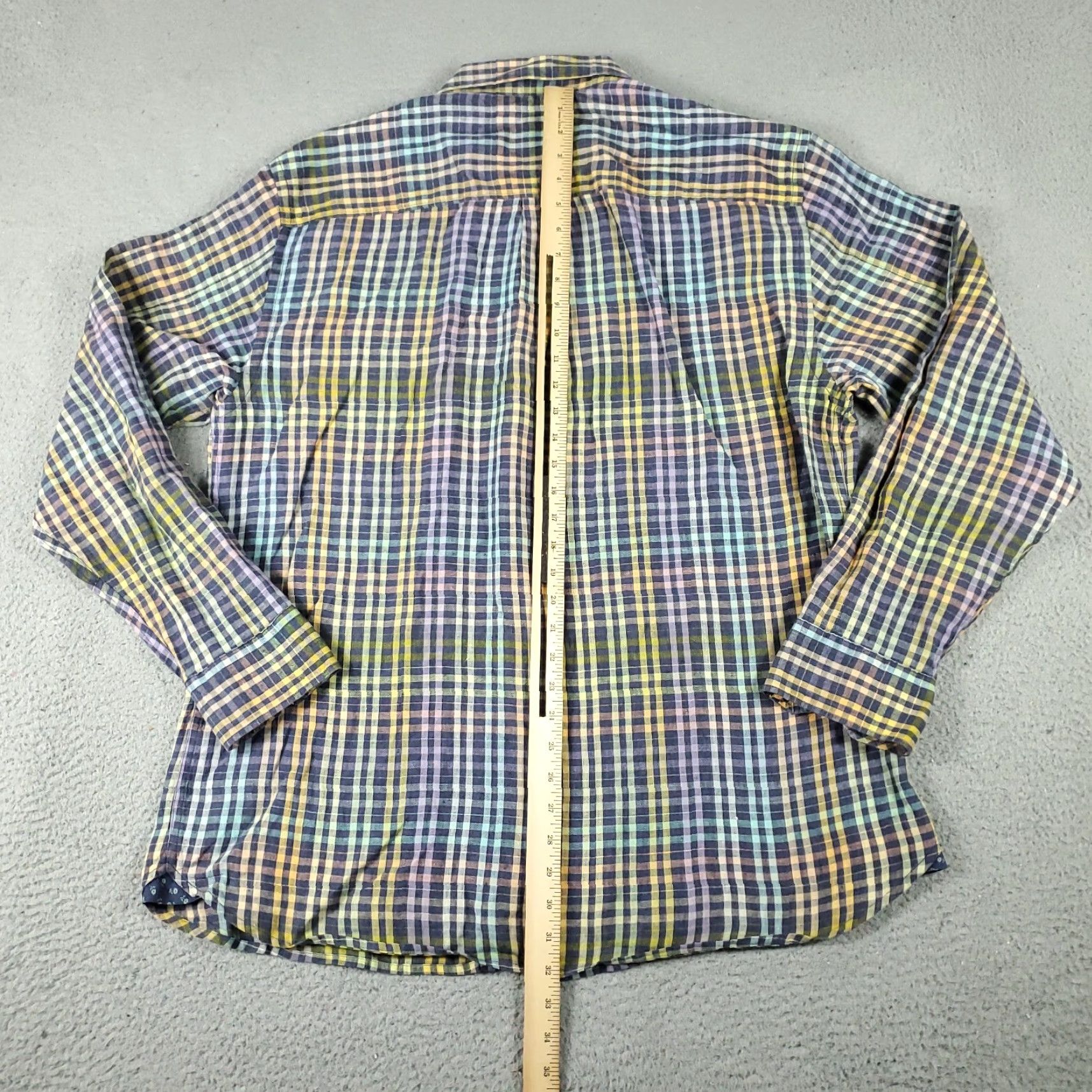 Tommy Bahama Tommy Bahama Shirt Mens XL Blue Yellow Check Linen Button Up Long Sleeve Size US XL / EU 56 / 4 - 3 Thumbnail