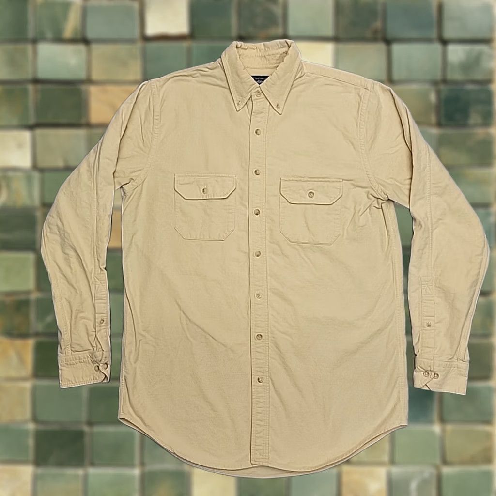 Lands' End Lands' End Chamois Shirt Men MT Yellow Flannel Classic 80s Retro Outdoor Vintage Button-Up Large Tall Women? Size US M / EU 48-50 / 2 - 1 Thumbnail