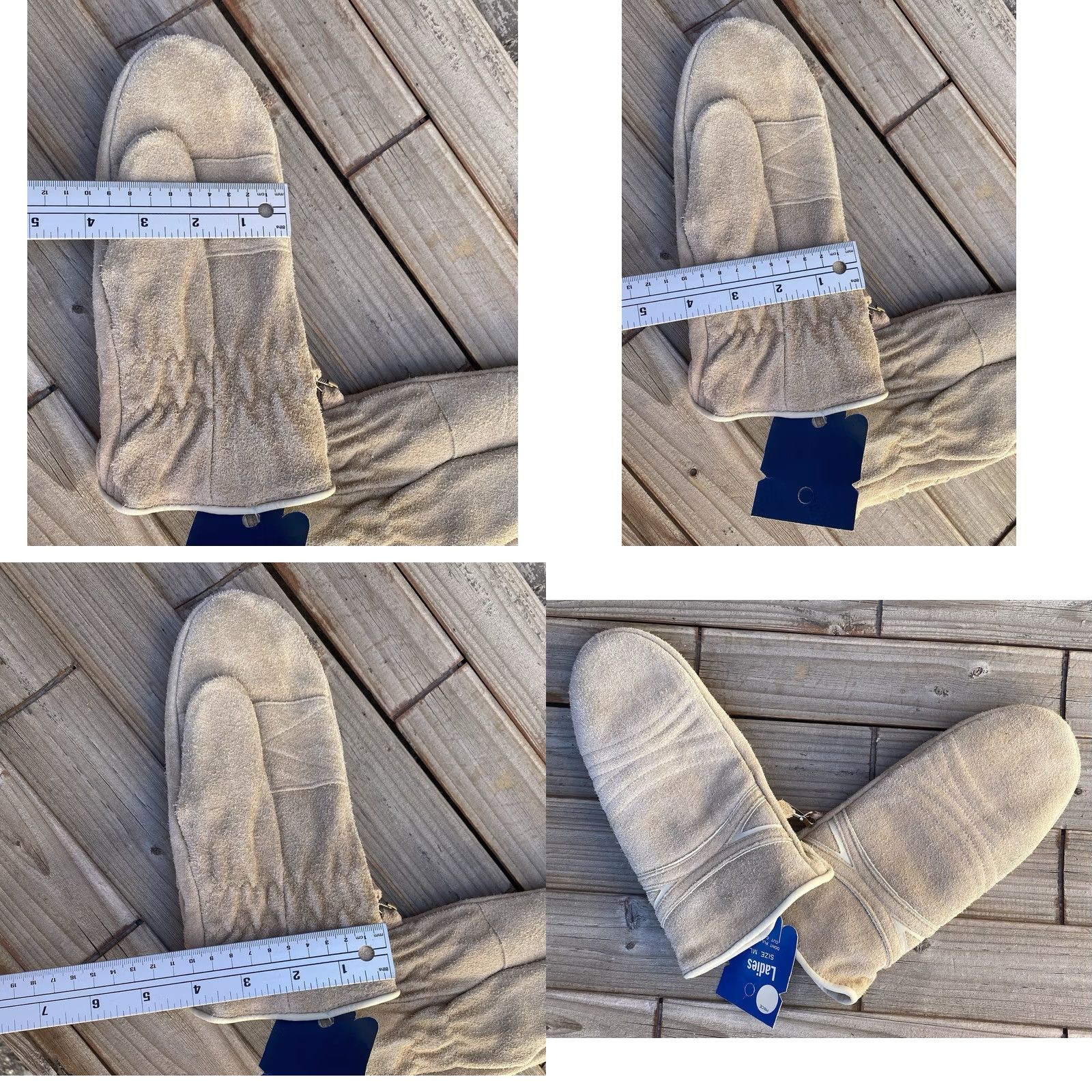 Vintage VINTAGE Suede Leather Trigger Mittens Ladies ML Beige Tan Ski Snowmobile Gloves Size ONE SIZE - 8 Thumbnail