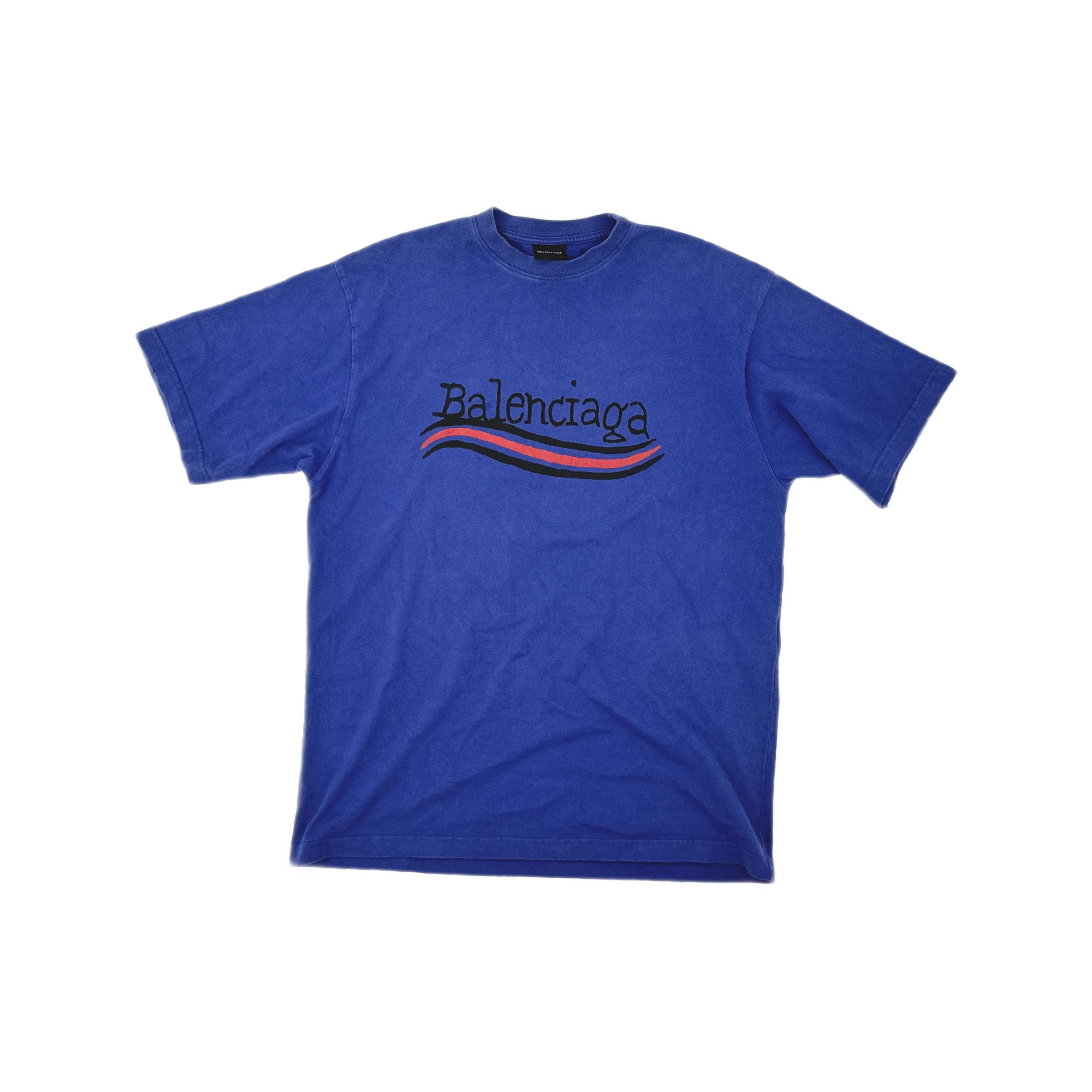 Balenciaga Balenciaga Wave Logo T-Shirt Blue Size S Size US S / EU 44-46 / 1 - 1 Thumbnail