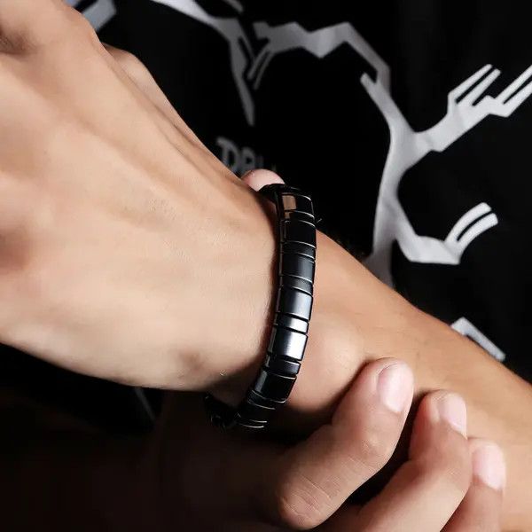 Jewelry Black Men's Magnetic Hematite Link Bracelet, Sleek Style Size ONE SIZE - 2 Thumbnail
