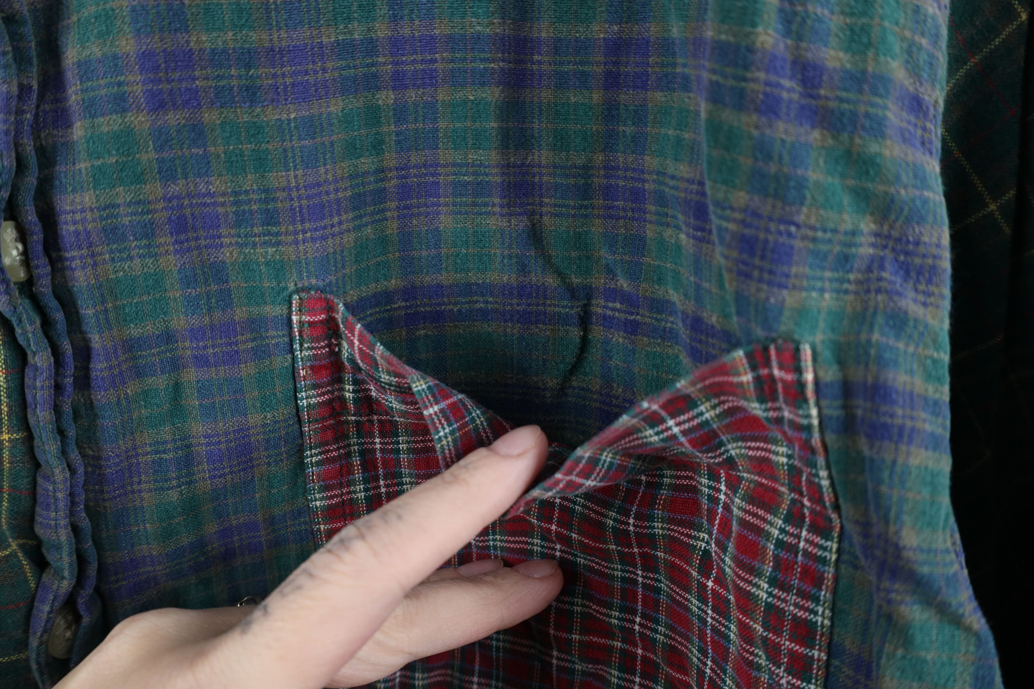 Vintage Vintage 90s Streetwear Cut and Sew Flannel Button Down Shirt Size US M / EU 48-50 / 2 - 6 Thumbnail