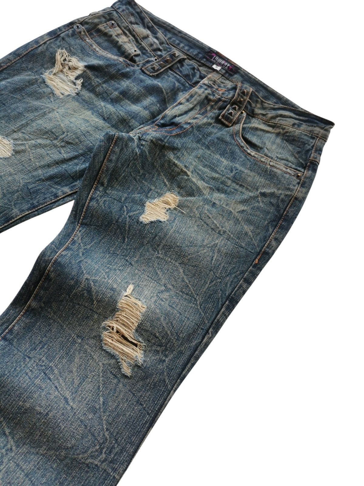 LOWBOX Archival Japanese Punk Studded Flare Jeans Lowbox Size US 31 - 1 Thumbnail