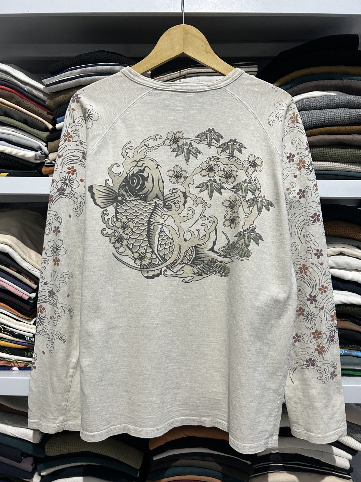 Japanese Brand Sukajan Koi Fish Japanese tradition double Layer longsleeve Size US XL / EU 56 / 4 - 2 Thumbnail