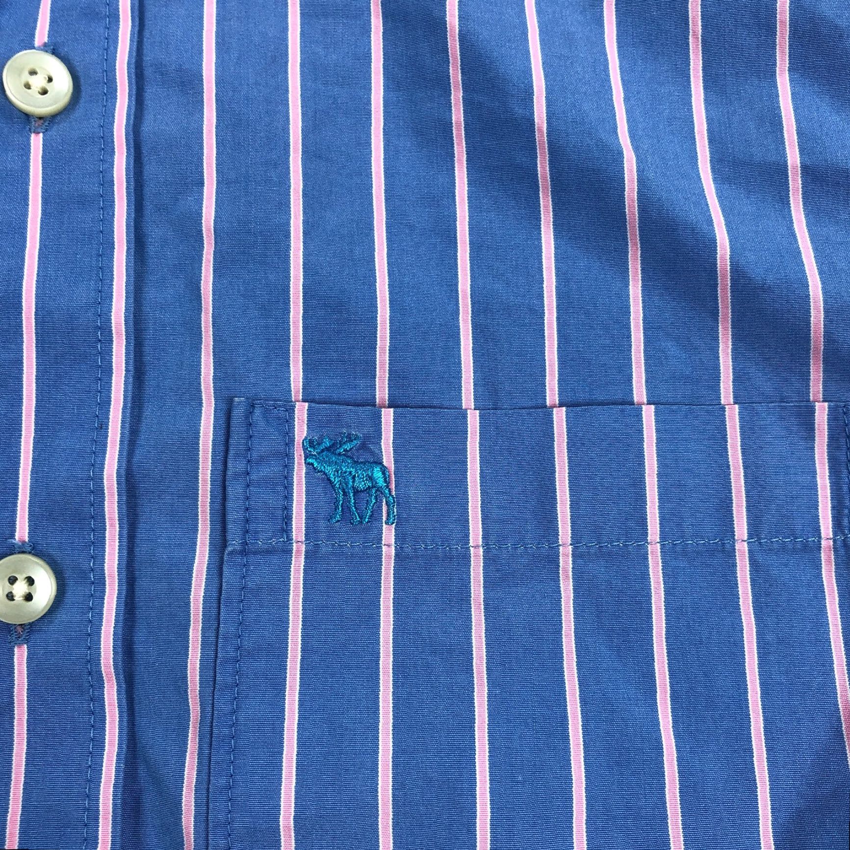 Abercrombie & Fitch Abercrombie & Fitch Shirt Mens Medium Muscle Fit Vintage Y2K Stripe Button-Up Collared Long Sleeve Blue Size US M / EU 48-50 / 2 - 6 Thumbnail