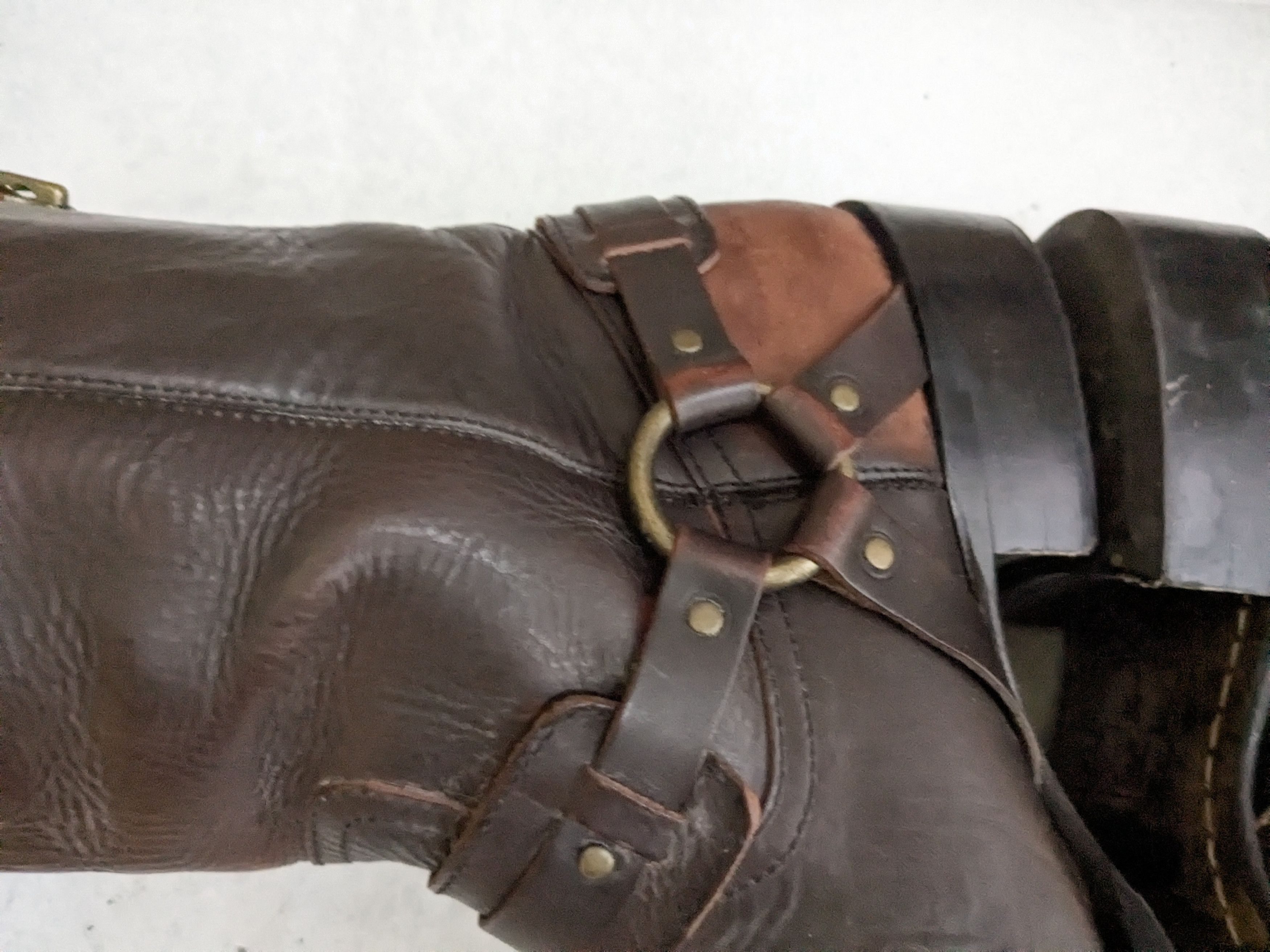 Frye Frye Harness Boots Brown 11.5 Leather Buckle Back Zip Size US 11.5 / EU 44-45 - 14 Thumbnail