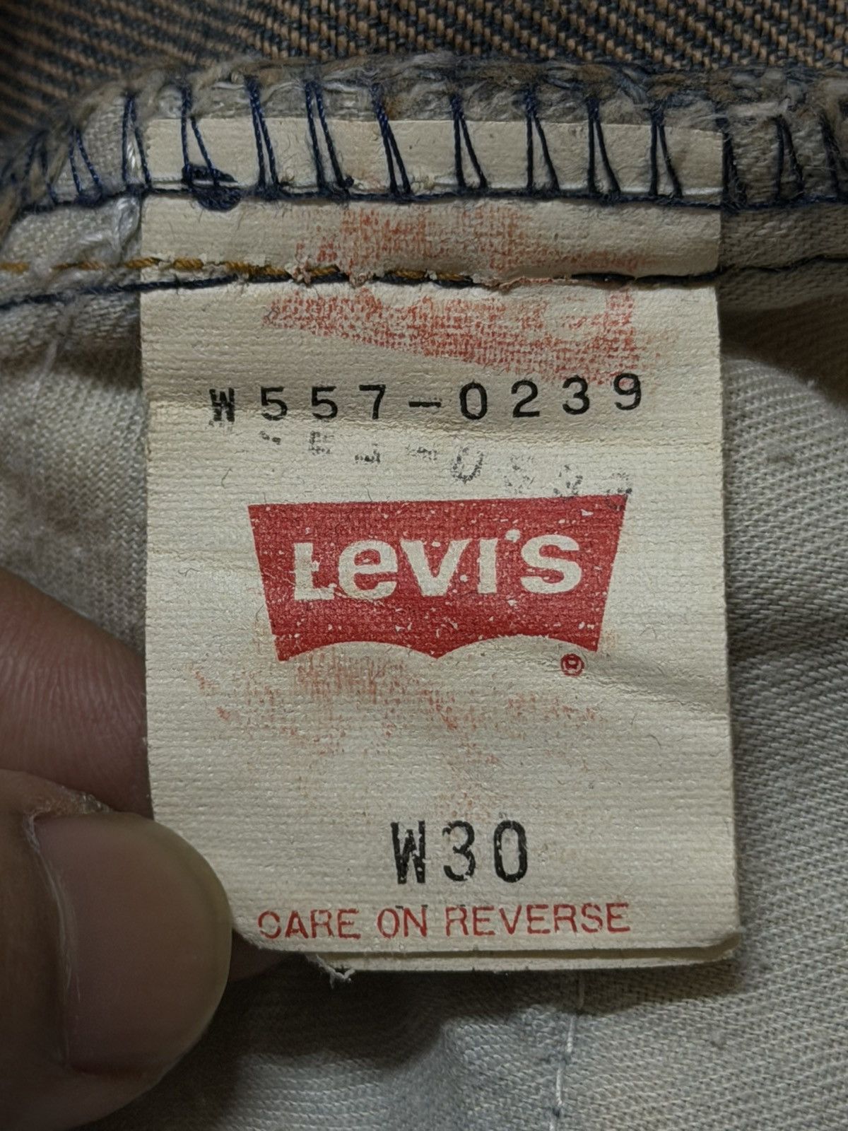 Levi's Vintage 90s Levis 557 Blue Mud Wash Wide Leg Bootcut Loose Size US 28 / EU 44 - 7 Thumbnail