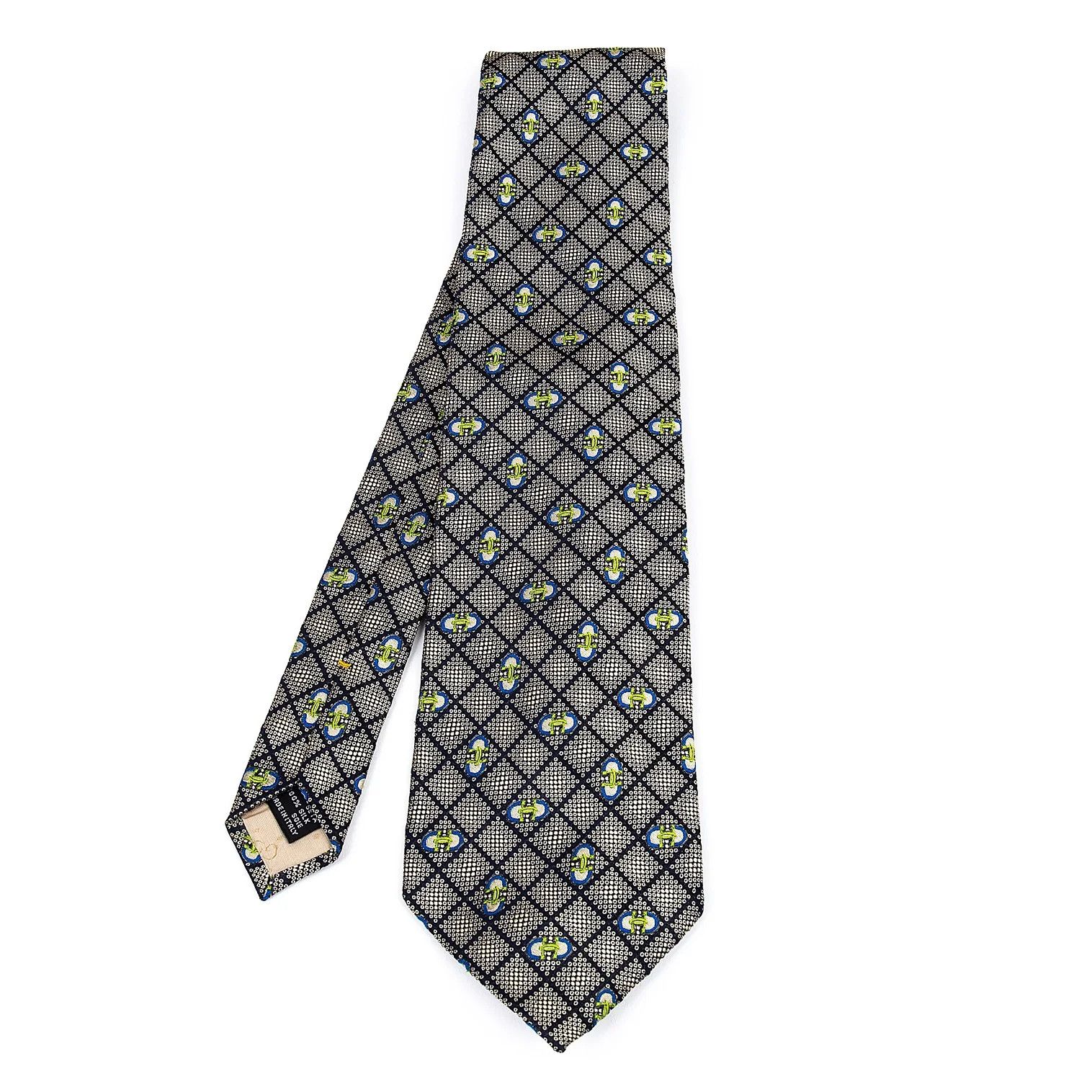 Gucci Silk Jacquard Tie in Beige and Navy Size ONE SIZE - 1 Thumbnail