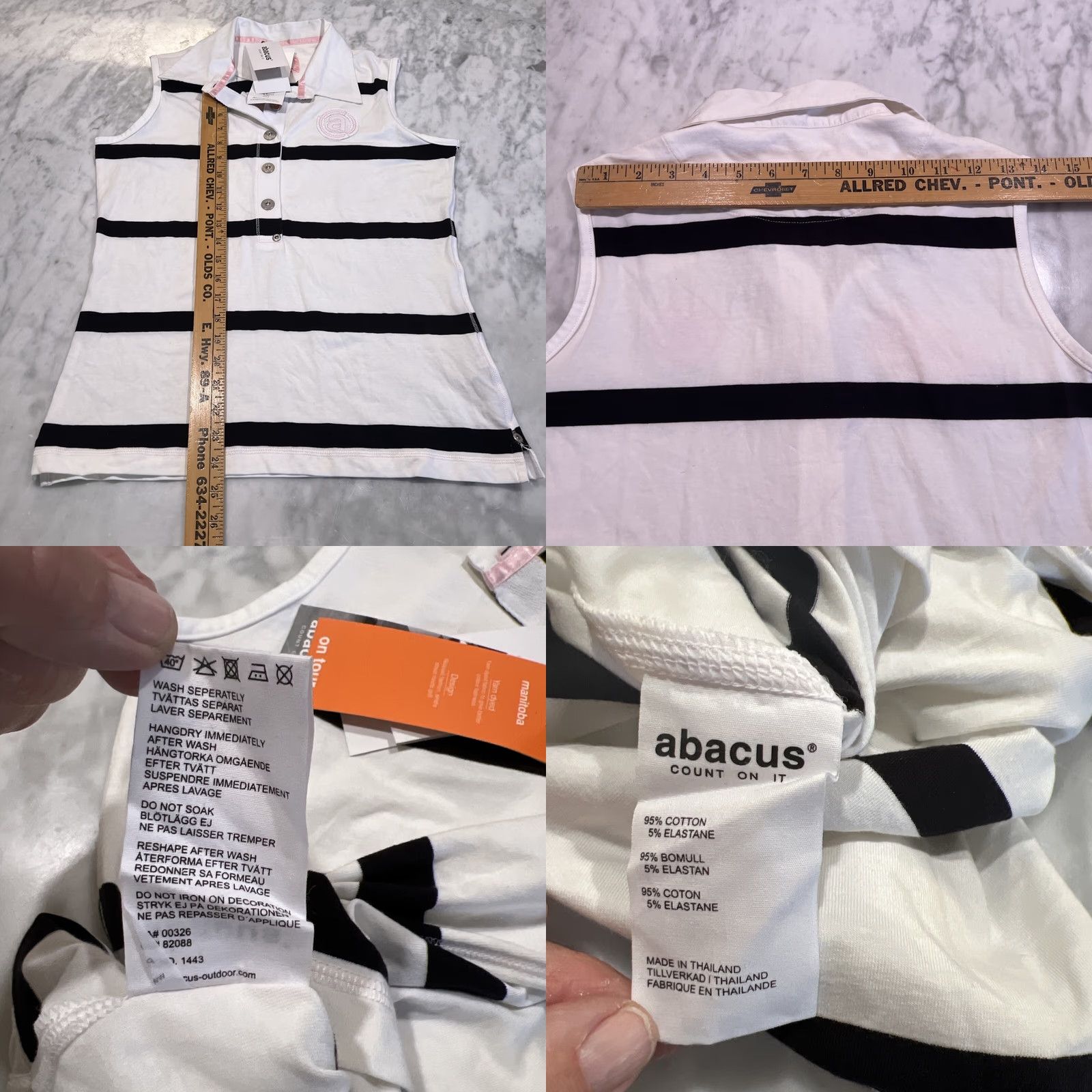 Vintage Black & White Abacus Manitoba Sleeveless Polo M Womens Black White Stripes Solheim Cup New Tag Size M / US 6-8 / IT 42-44 - 9 Thumbnail