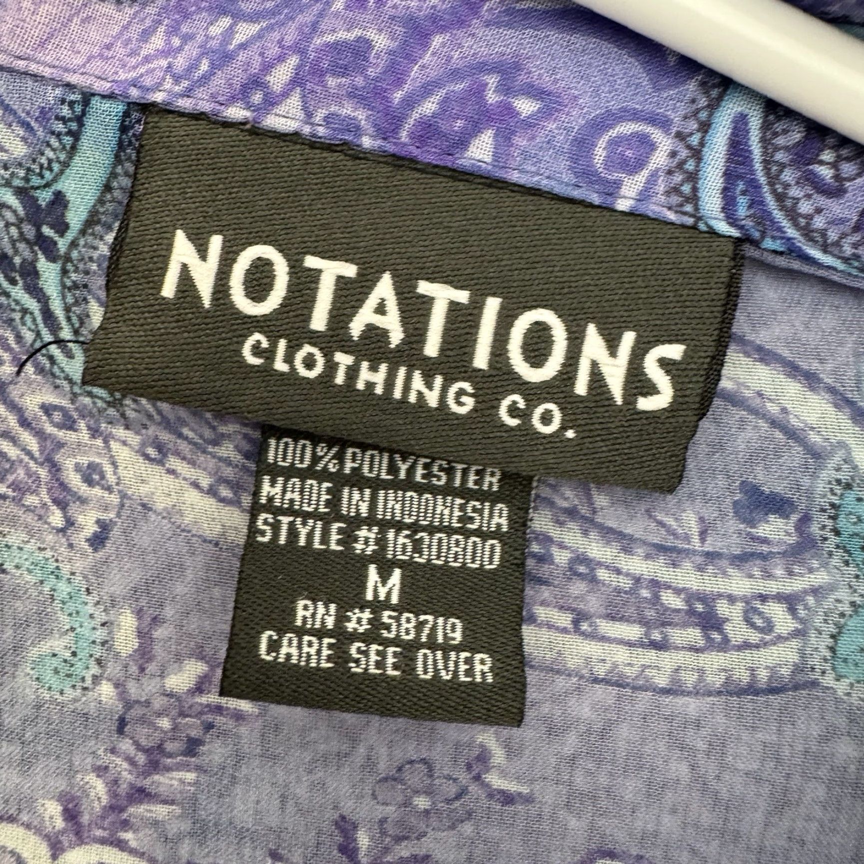 Vintage VINTAGE Notations Blouse Shirt M Purple Paisley Boho Sheer Button Up Layering Women Size M / US 6-8 / IT 42-44 - 5 Thumbnail