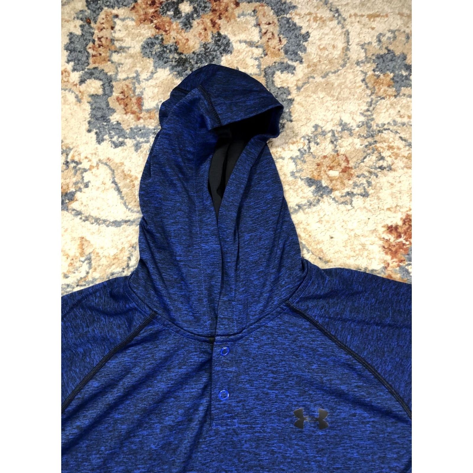 Under Armour Under Armour Hoodie Shirt Mens Large Blue Lightweight Henley Pullover HeatGear Shirt Size US L / EU 52-54 / 3 - 2 Thumbnail
