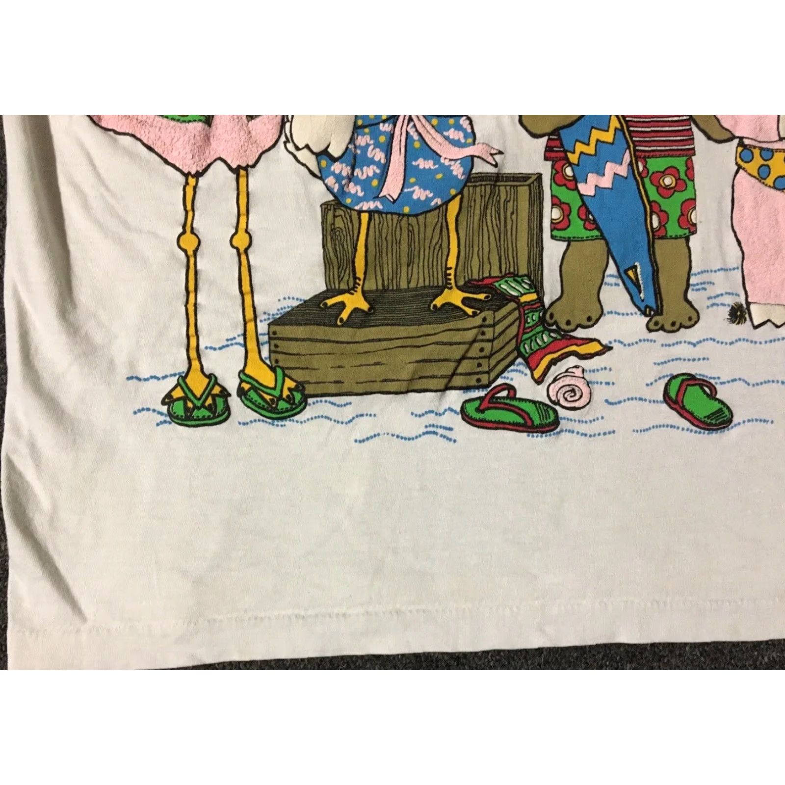 Vintage Vtg 90s Animal Beach Faded Distress Boxy Shirt M White Mens Short Sleeve Rock Grunge Surf Cartoon Rooster Hawaii USA Size US M / EU 48-50 / 2 - 5 Thumbnail