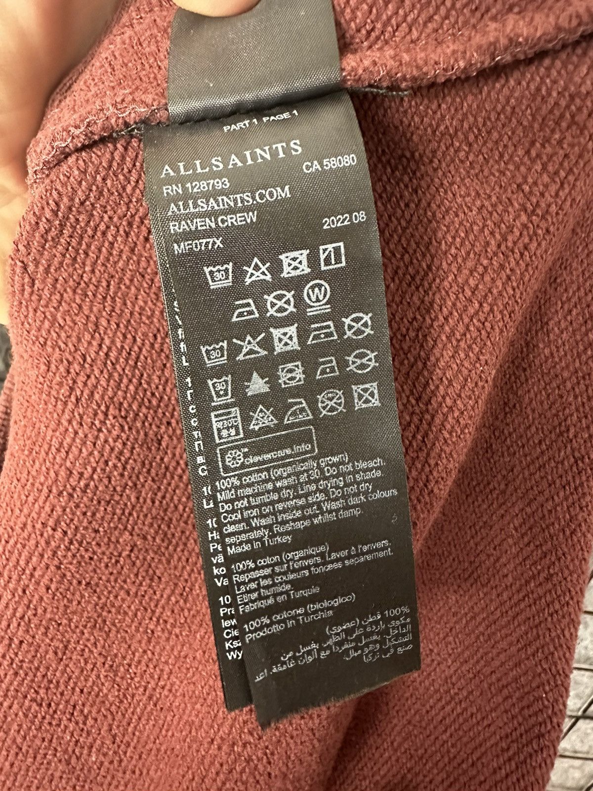 Allsaints Allsaints Streetwear Raven Crew Cotton Sweatshirt Size M Size US M / EU 48-50 / 2 - 6 Thumbnail