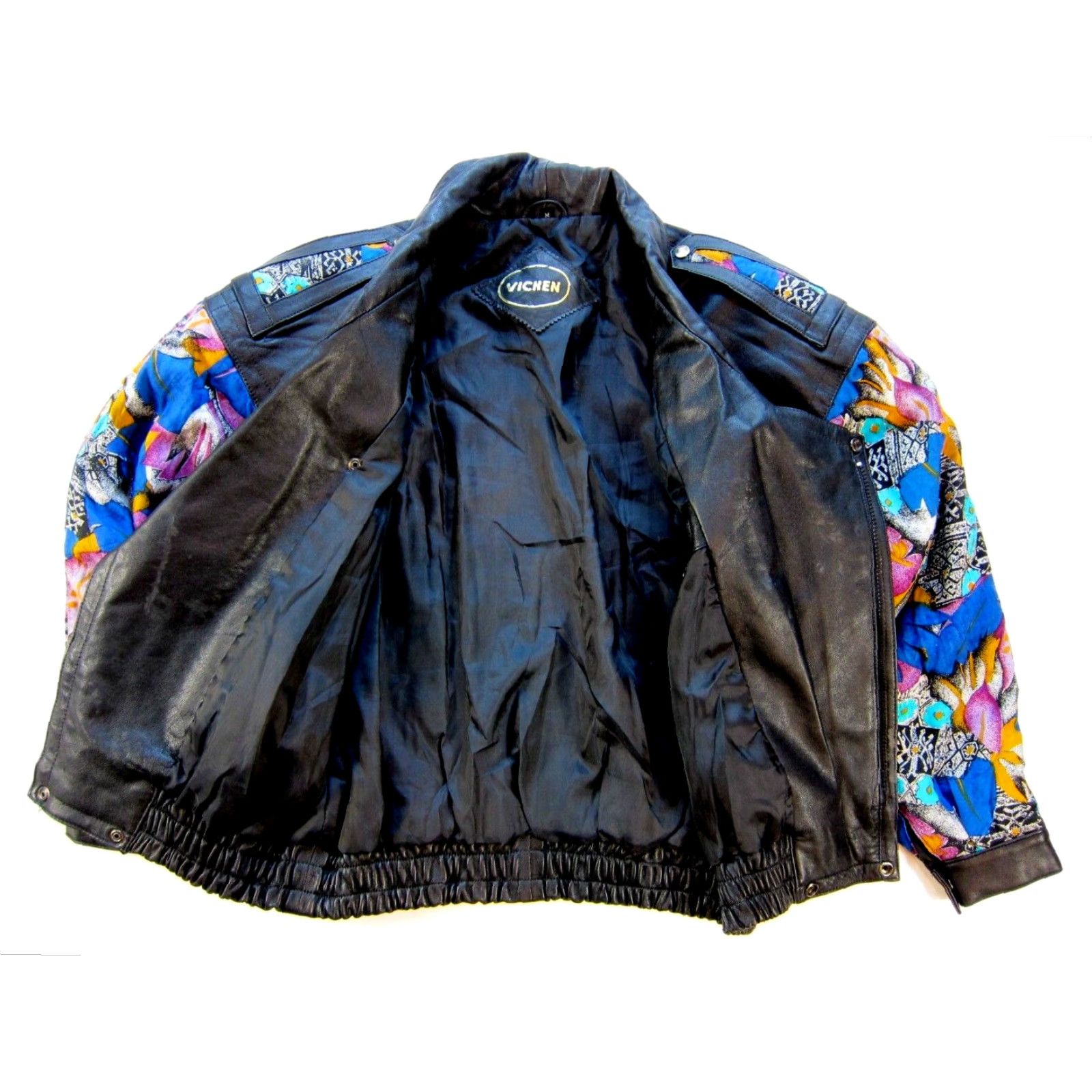 Vintage VINTAGE Vichen Black 100% Lambskin Leather Cloth Retro Moto Jacket Woman M-L Jacket Womens Leather Size M / US 6-8 / IT 42-44 - 6 Thumbnail
