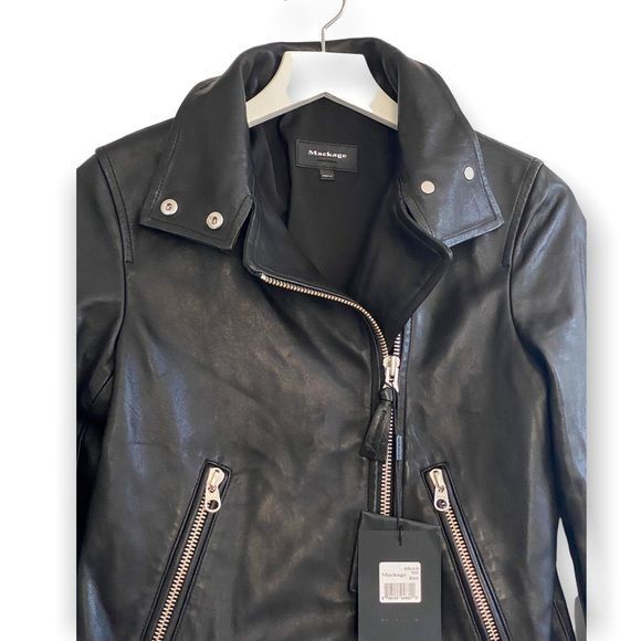Mackage Mackage Miela-N Belted Leather Moto Jacket, NWT, Size XXS Size XXS / US 00 / IT 34 - 5 Thumbnail