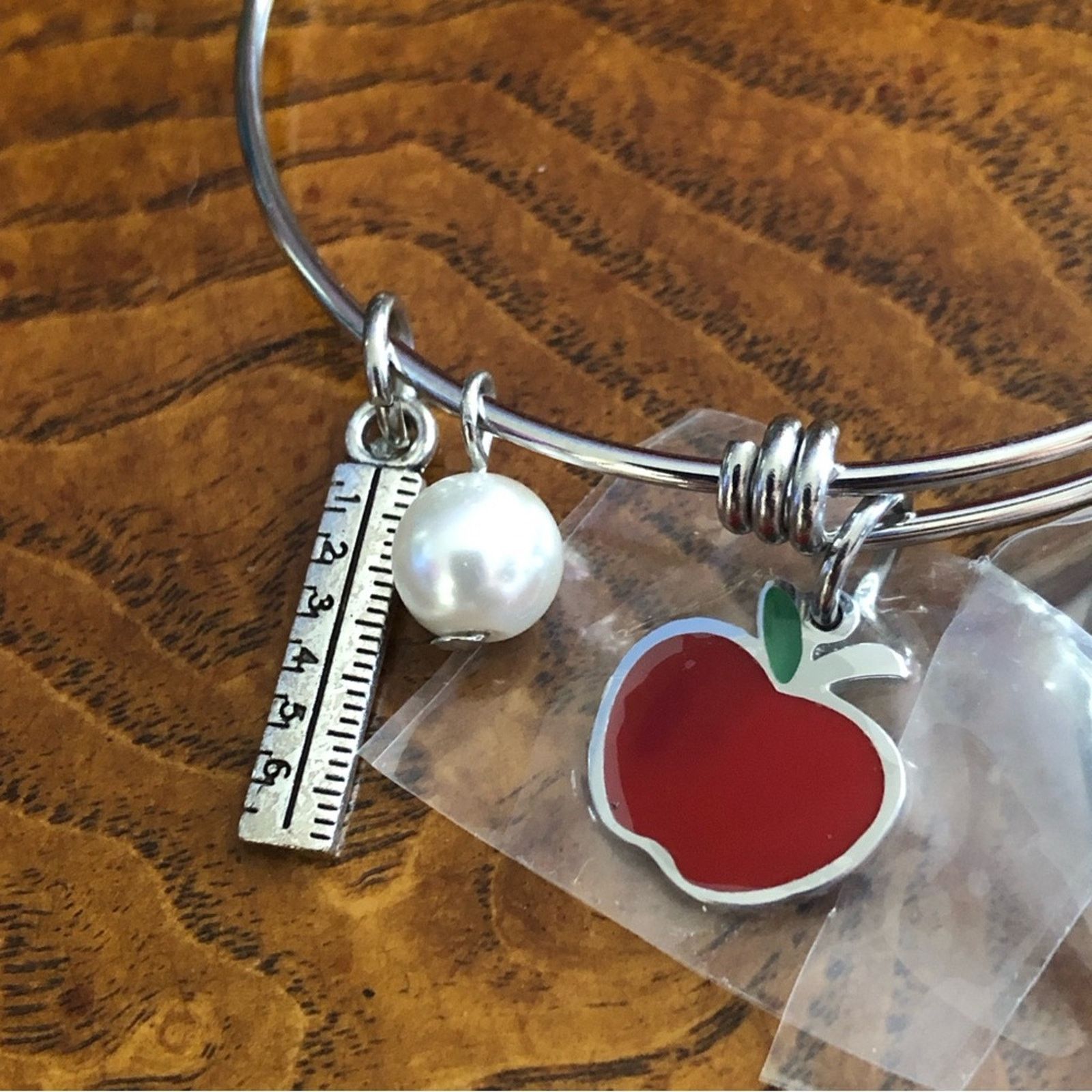 Jewelry Teacher charm initial “K” silver adjustable brace Size ONE SIZE - 3 Thumbnail