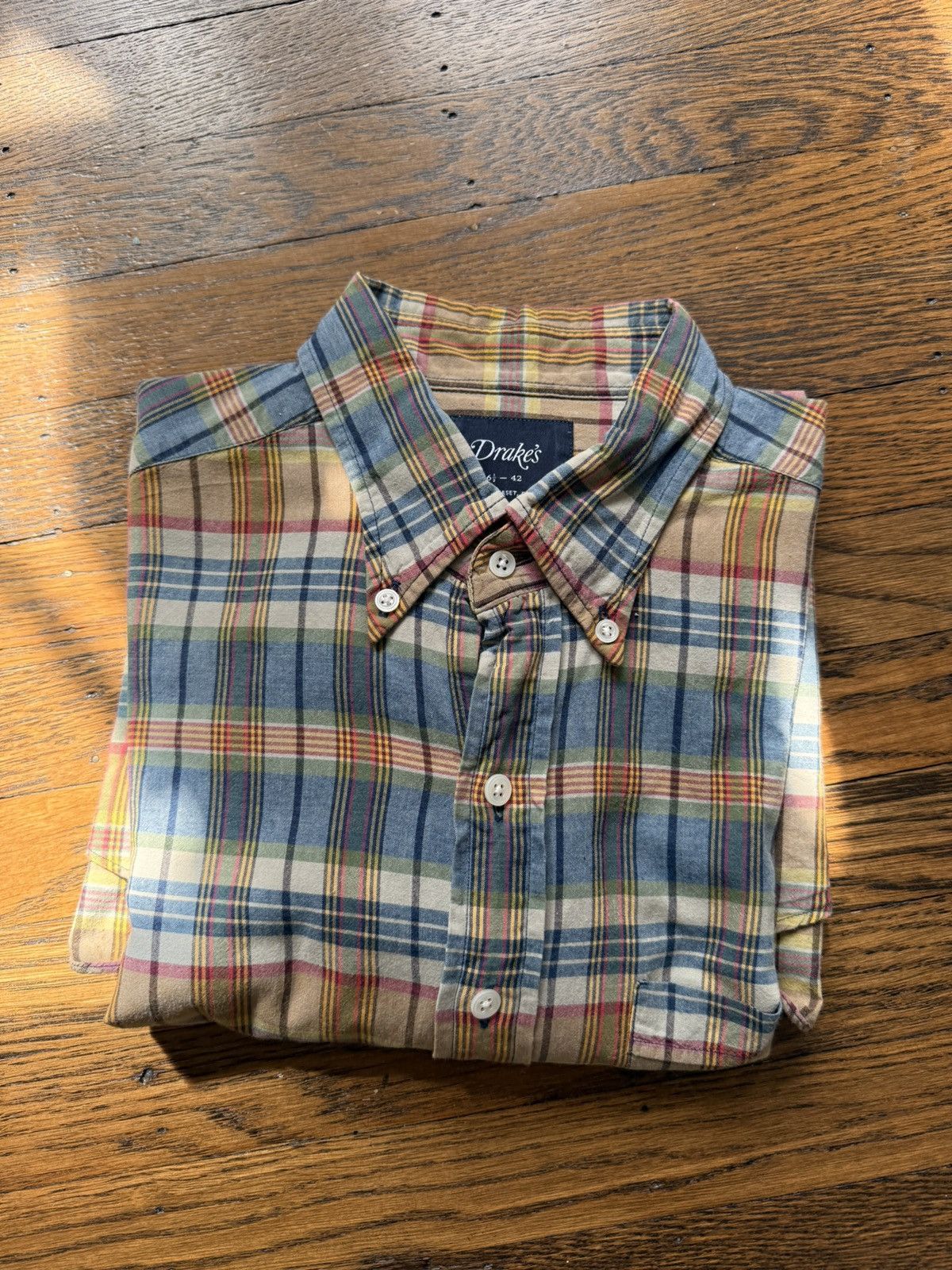 Drake's Drake's Indian Madras Button Down Shirt Size 16.5* Size US L / EU 52-54 / 3 - 1 Thumbnail