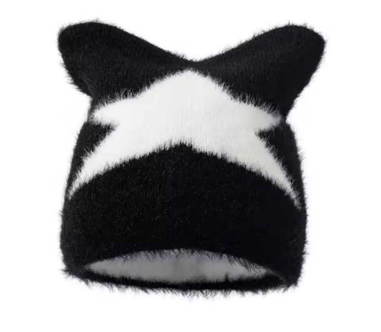 Japanese Brand Kawaii Knitted Star Pattern Cat Ear Beanies Hat Size ONE SIZE - 1 Thumbnail