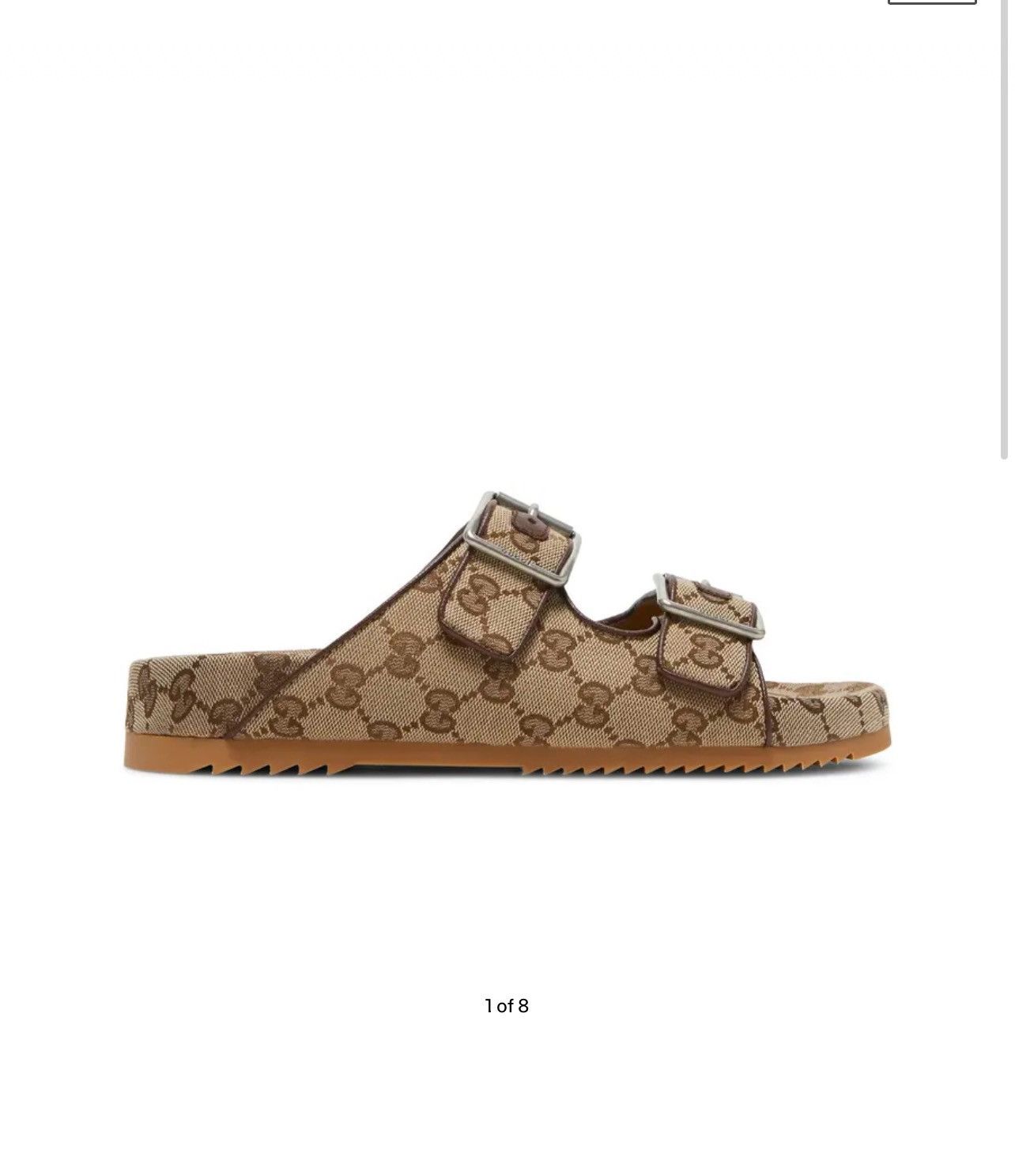 Sz 14 100 % AUTHENTIC Gucci Slide Sandal Strap Beige Monogra