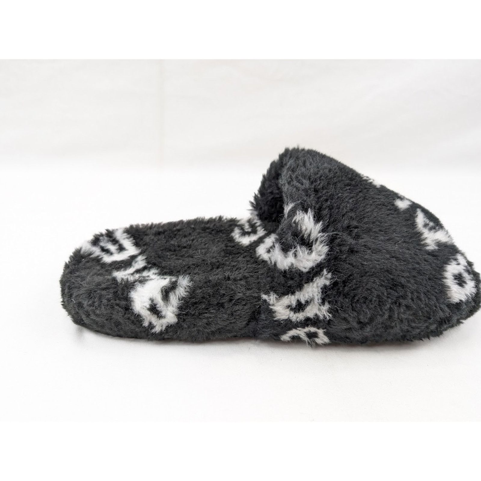 Balenciaga o1rshd1 Allover Logo Furry Slide in Black/White Size US 7 / EU 40 - 4 Thumbnail
