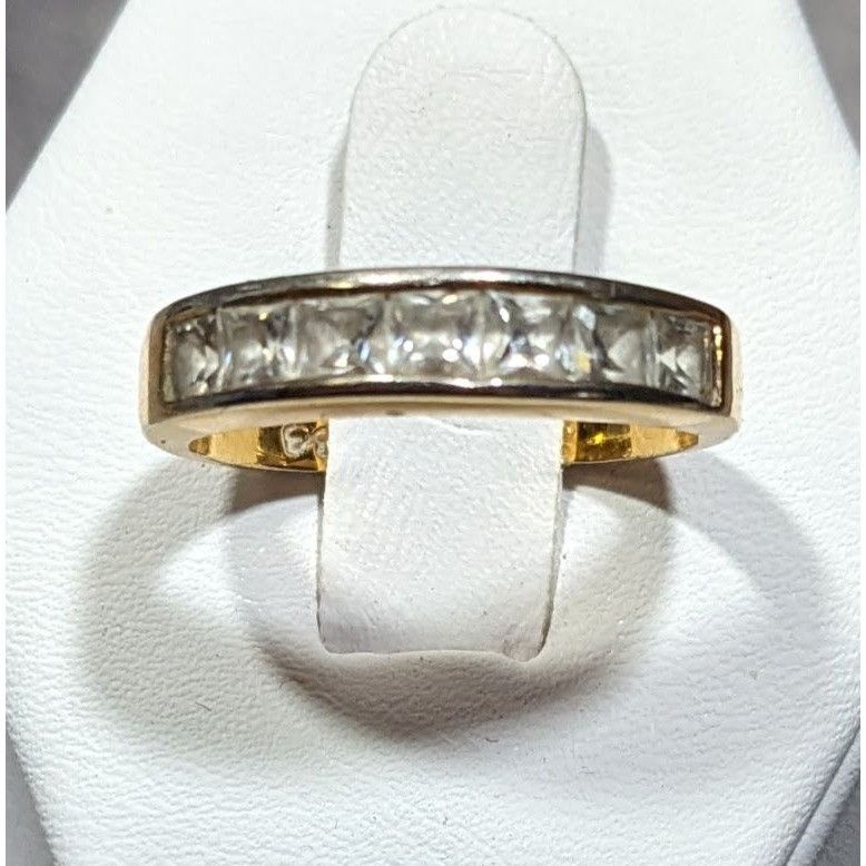 Other Elegant Signed Gold Tone Ring With Clear Gems Size ONE SIZE - 10 Thumbnail