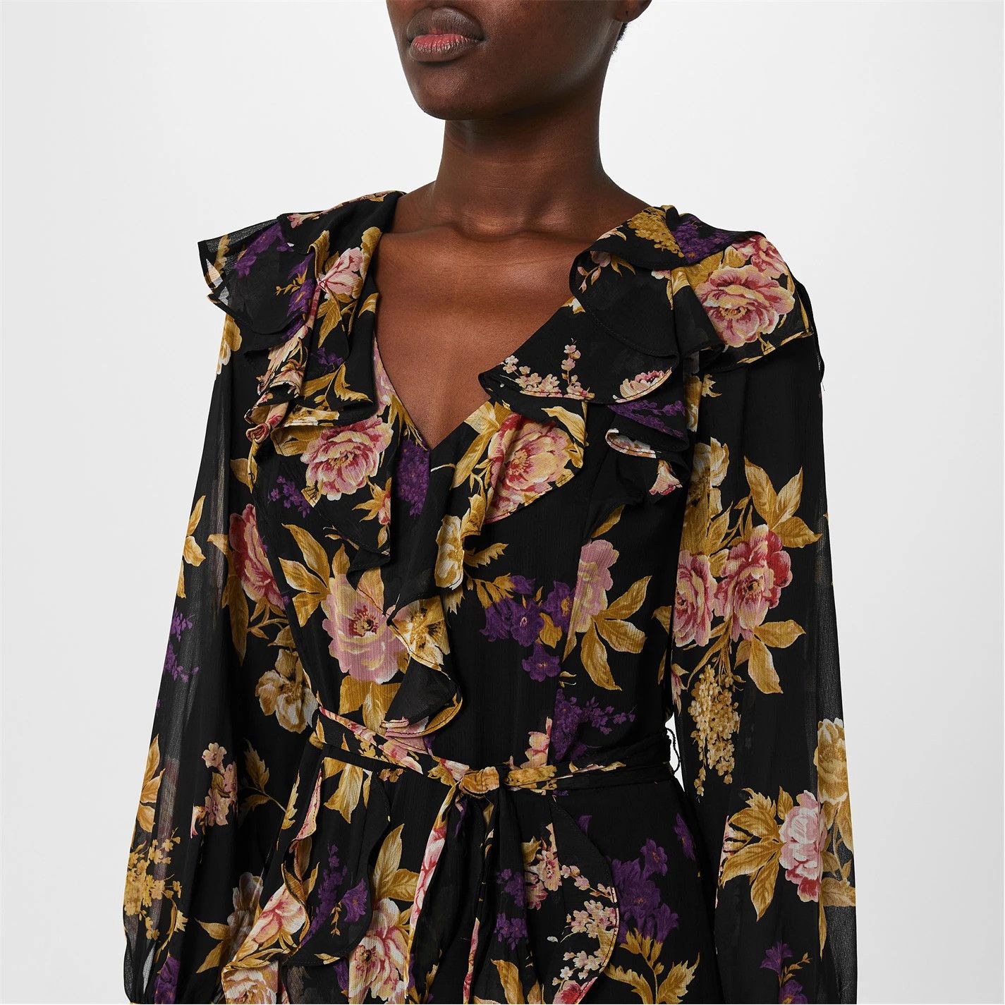 Polo Ralph Lauren o1g2r1mq0825 Floral Ruffle-Trim Georgette Dress Multicolor Size XS / US 0-2 / IT 36-38 - 4 Thumbnail