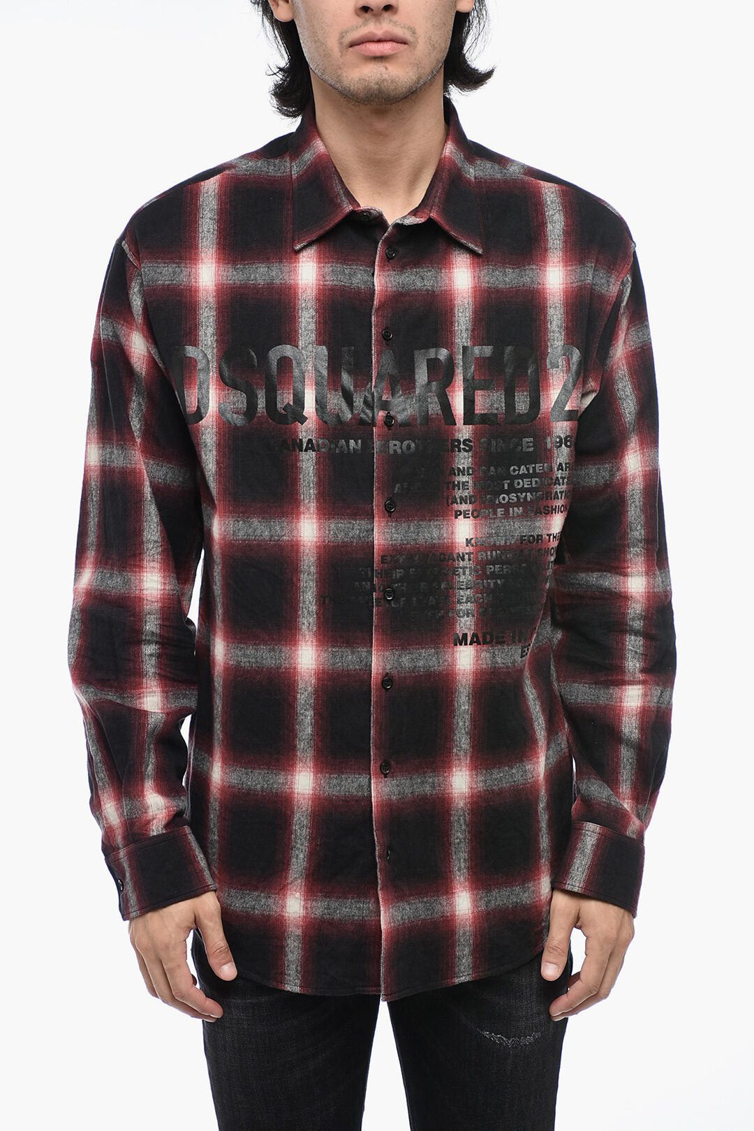 Dsquared2 Flannel Shirt with Lettering Print Size US S / EU 44-46 / 1 - 1 Thumbnail