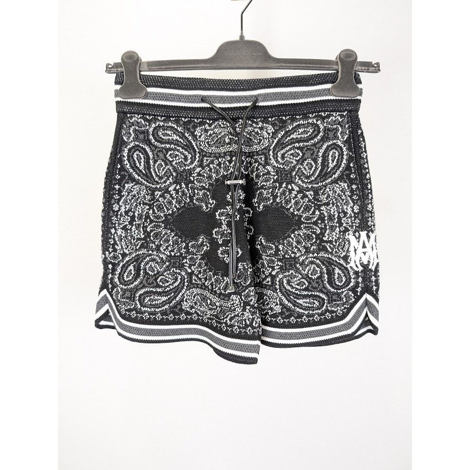 Amiri o1rshd1 Bandana B-Ball Shorts in Black/Grey Size US 28 / EU 44 - 1 Thumbnail