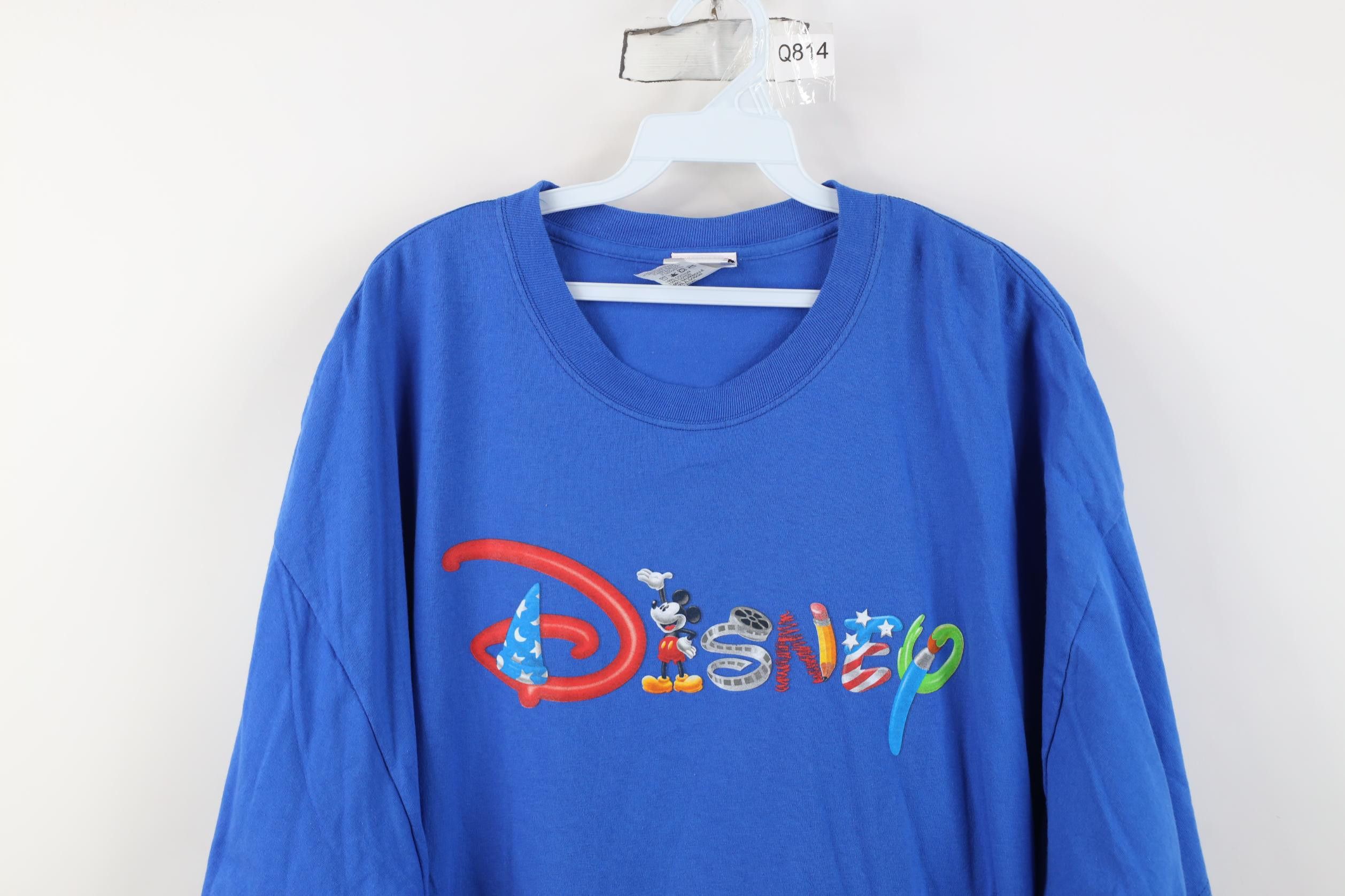 Disney Vintage Y2K Disney Spell Out Mickey Mouse T-Shirt Royal Blue Size US XXL / EU 58 / 5 - 2 Thumbnail