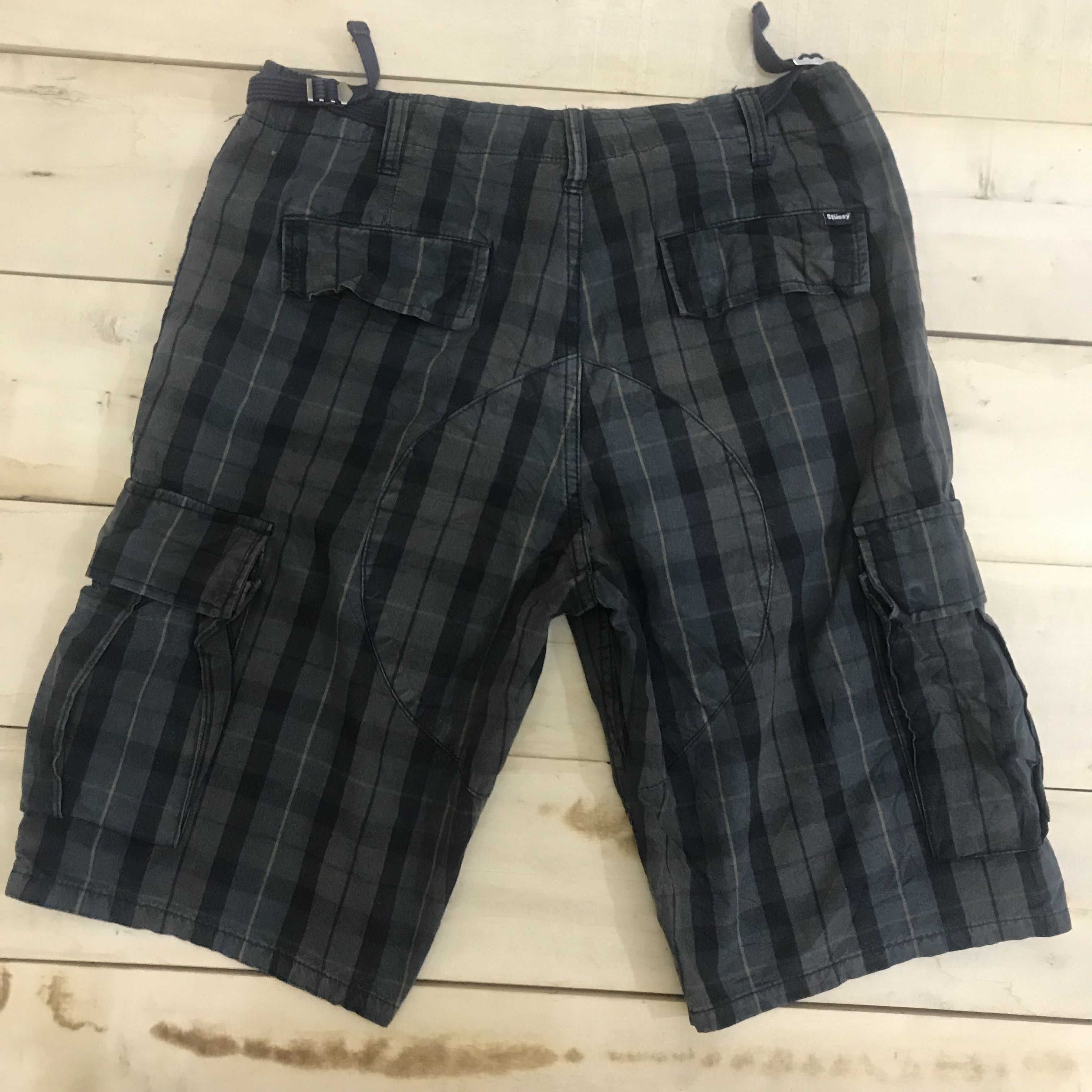 Stussy × Vintage X271 VTG STUSSY TARTAN CARGO SHORTPANTS SKATEBOARD Size US 32 / EU 48 - 2 Thumbnail