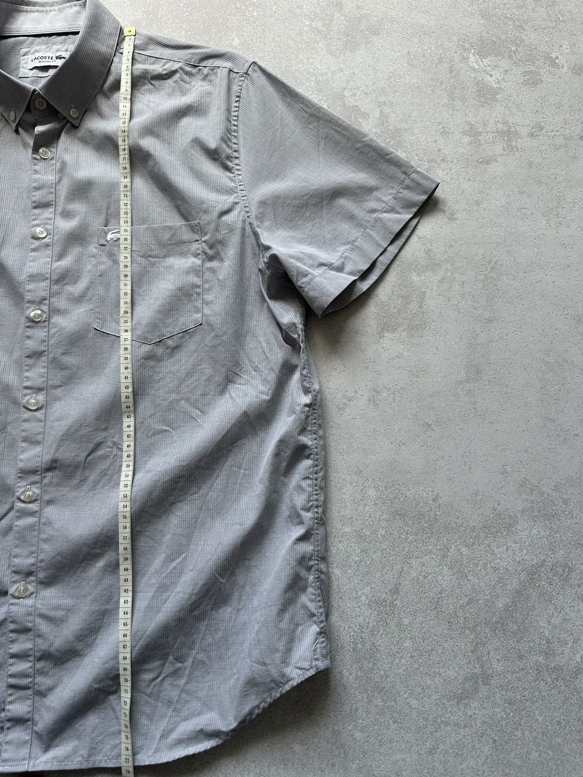 Lacoste Men's Lacoste Grey Check Short Sleeve Shirt Devanlay SZ 44 Size US XL / EU 56 / 4 - 5 Thumbnail