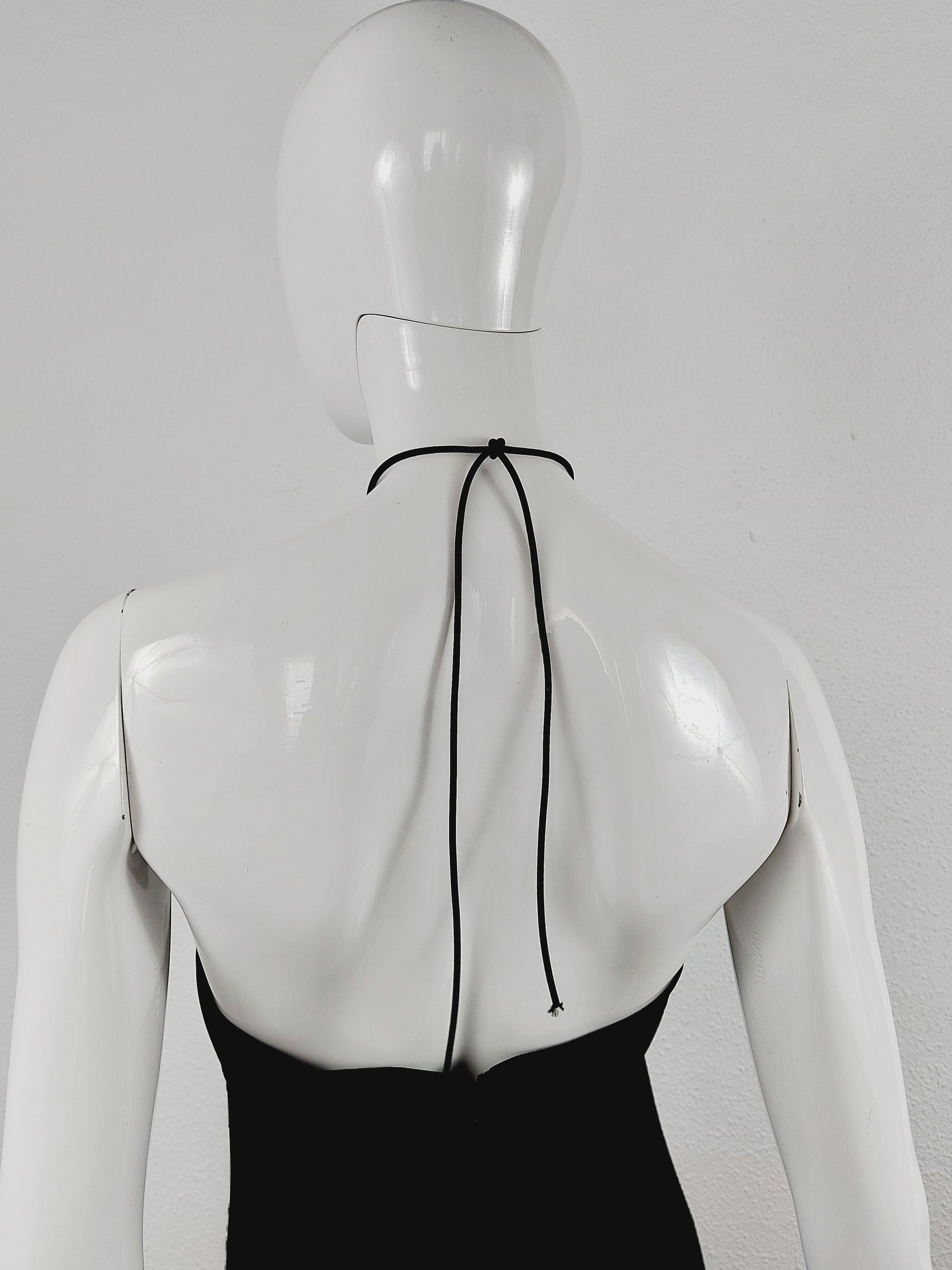Thierry Mugler Thierry Mugler Black Split Neck Tie Open Maxi Dress Gown Size S / US 4 / IT 40 - 11 Thumbnail