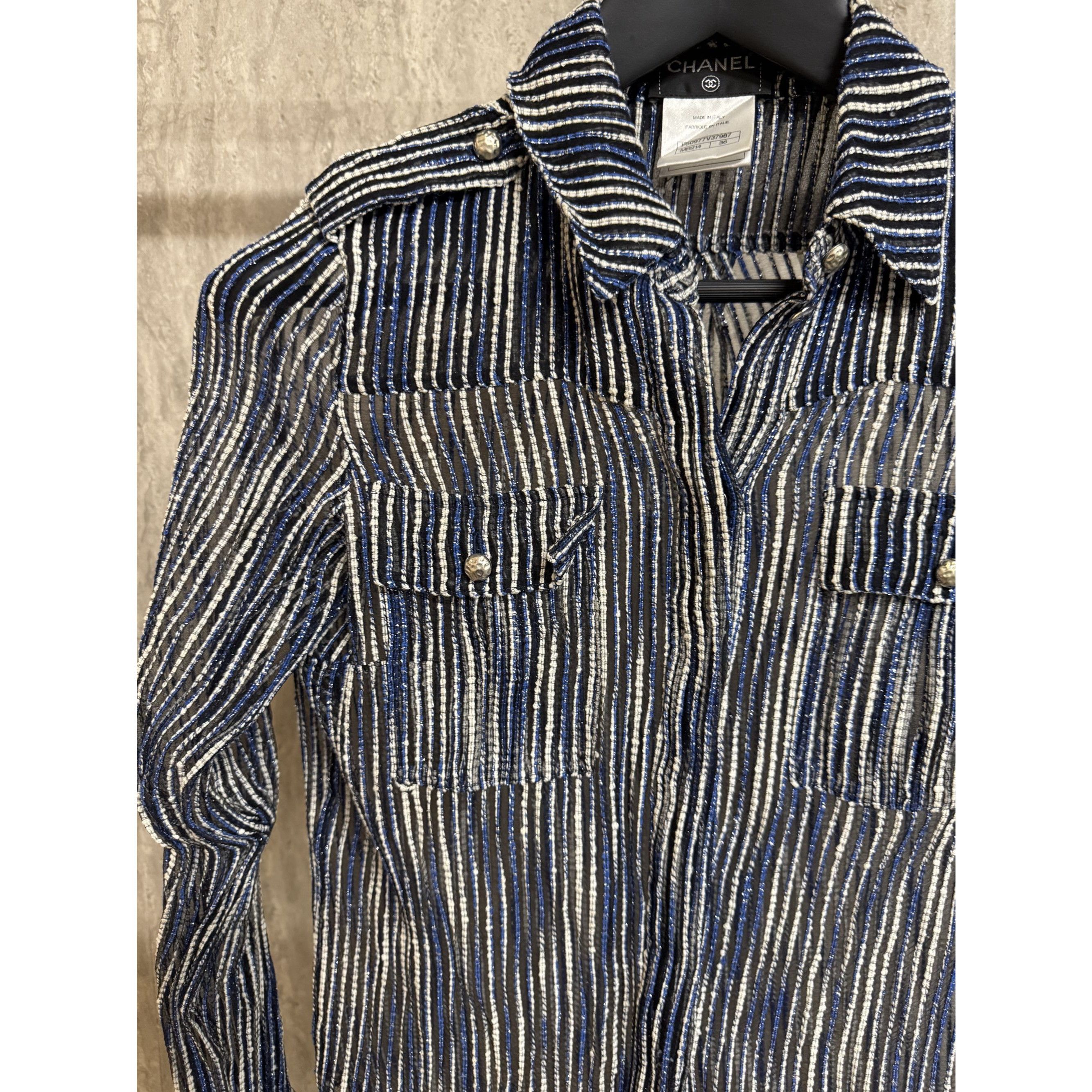 Chanel Chanel Sheer Striped Button-Up Shirt Size 36 Size XS / US 0-2 / IT 36-38 - 10 Thumbnail