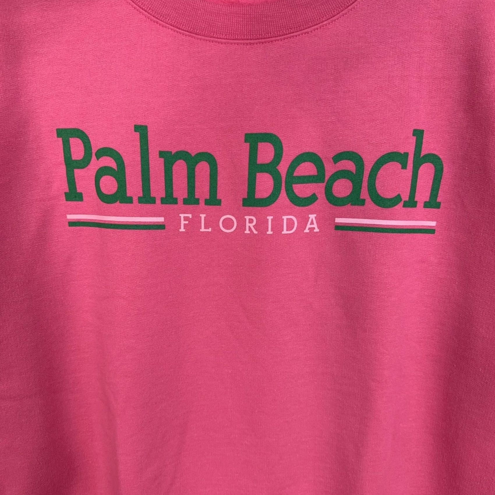 Champion Champion Fleece Sweatshirt - Pink Palm Beach Graphic - Large - Cotton/Polyester (Vintage) Size US L / EU 52-54 / 3 - 2 Thumbnail