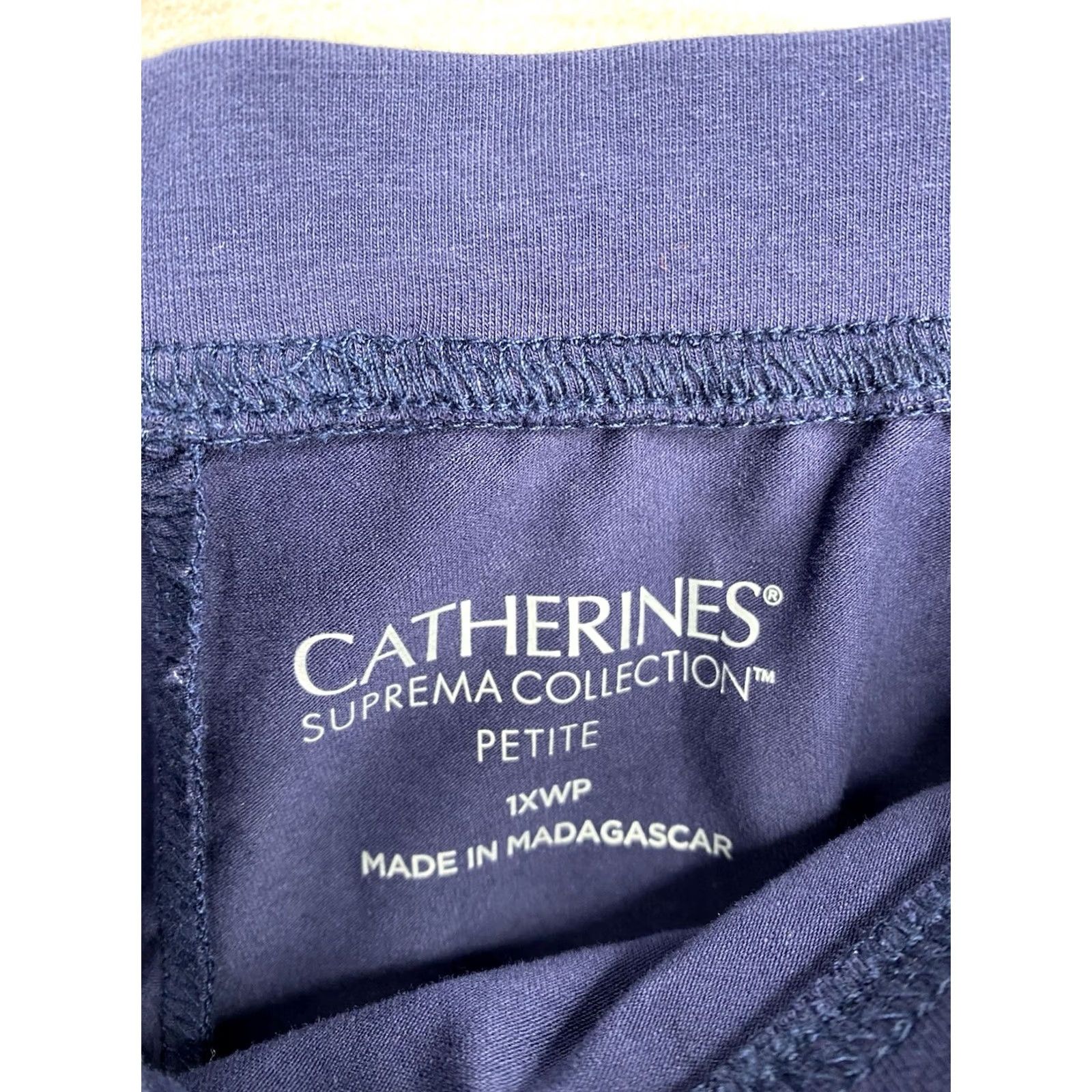 Vintage Catherines Suprema Collection Pants 1X P Blue Wide Leg Lounge Athleisure NWT Size 40" / US 18 - 7 Thumbnail