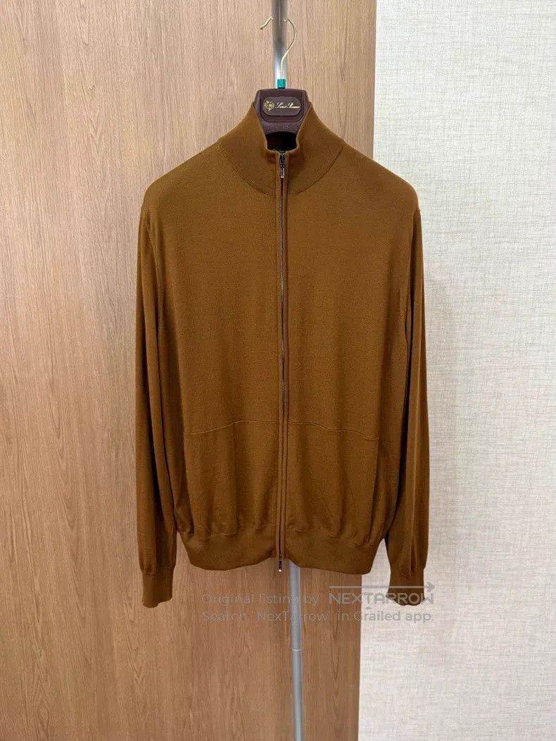 Loro Piana Loro Piana 12 Micron Full Zip Knit Sweater Camel Color Size US L / EU 52-54 / 3 - 3 Thumbnail