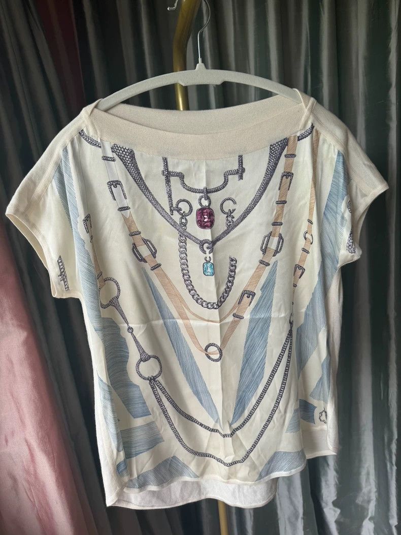 Hermes Hermes Silk Cashmere Short Sleeve Top Size US XS / EU 42 / 0 - 1 Thumbnail