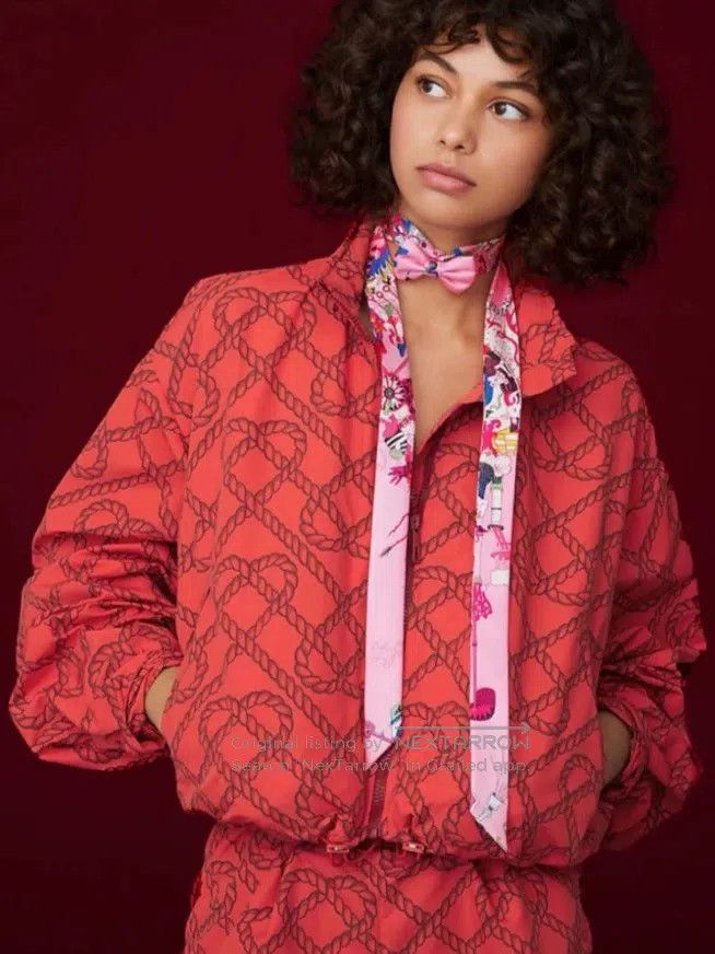 Hermes Hermes Red Rope Knot Printed Windbreaker Jacket Size XXS / US 00 / IT 34 - 3 Thumbnail