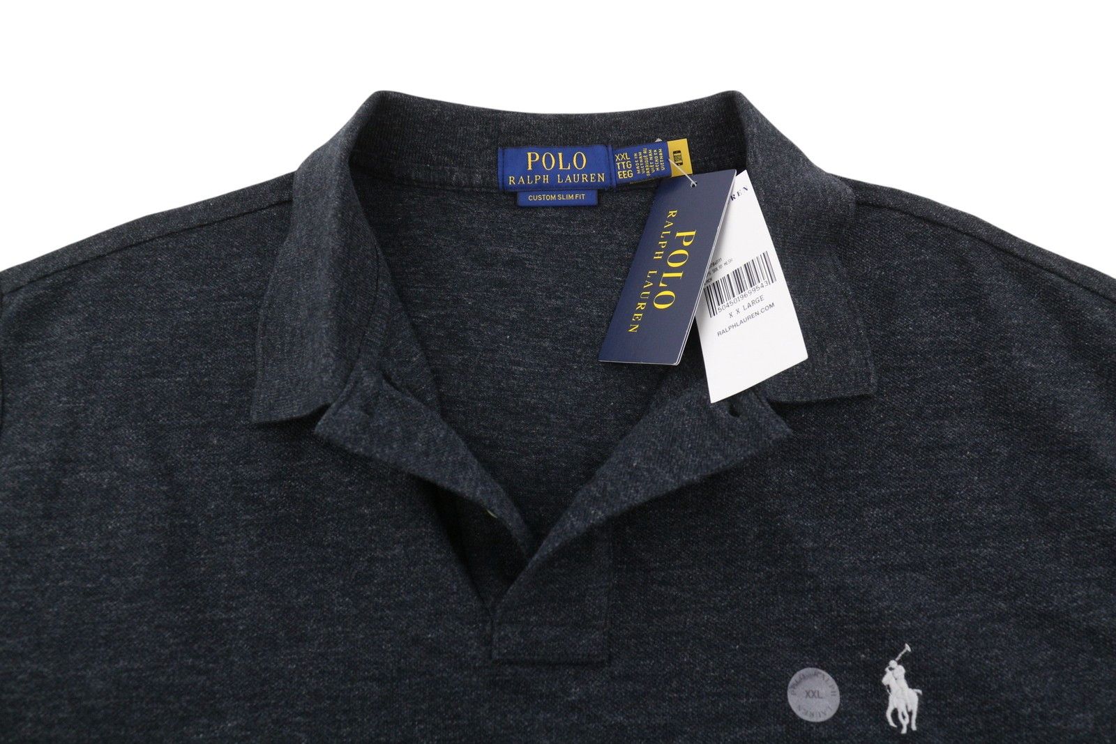 Ralph Lauren CUSTOM SLIM FIT 2XL Black Melange Cotton 87895 Size US XXL / EU 58 / 5 - 6 Thumbnail