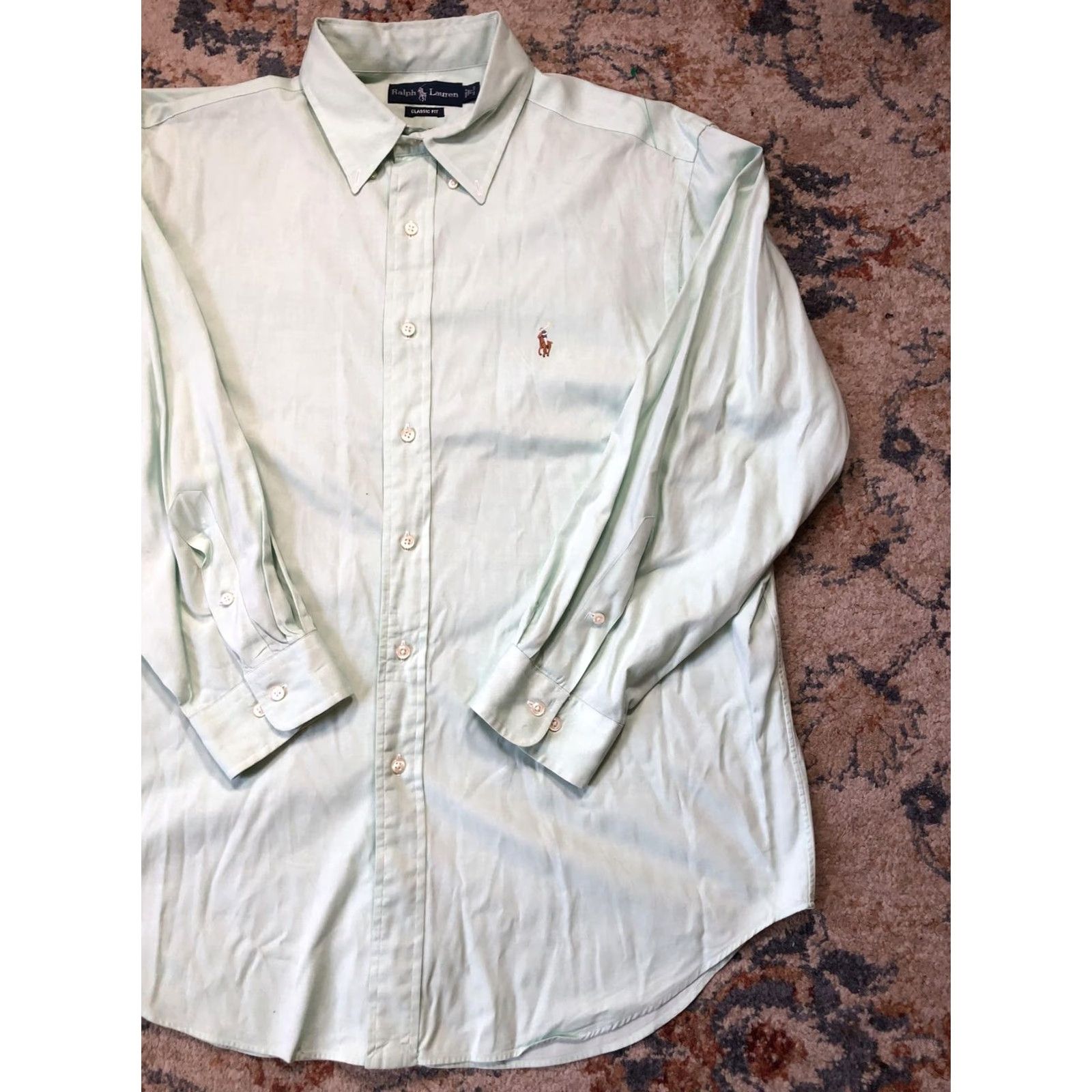 Ralph Lauren Ralph Lauren Shirt Mens Large Light Green Classic Fit Button Down Oxford Pony Shirt Size US L / EU 52-54 / 3 - 4 Thumbnail