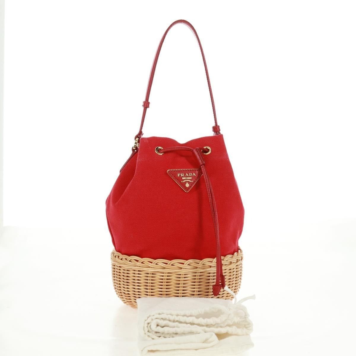 Prada PRADA Shoulder Bag Straw Canvas Beige Red Auth 167958V - Jer Size ONE SIZE - 21 Thumbnail