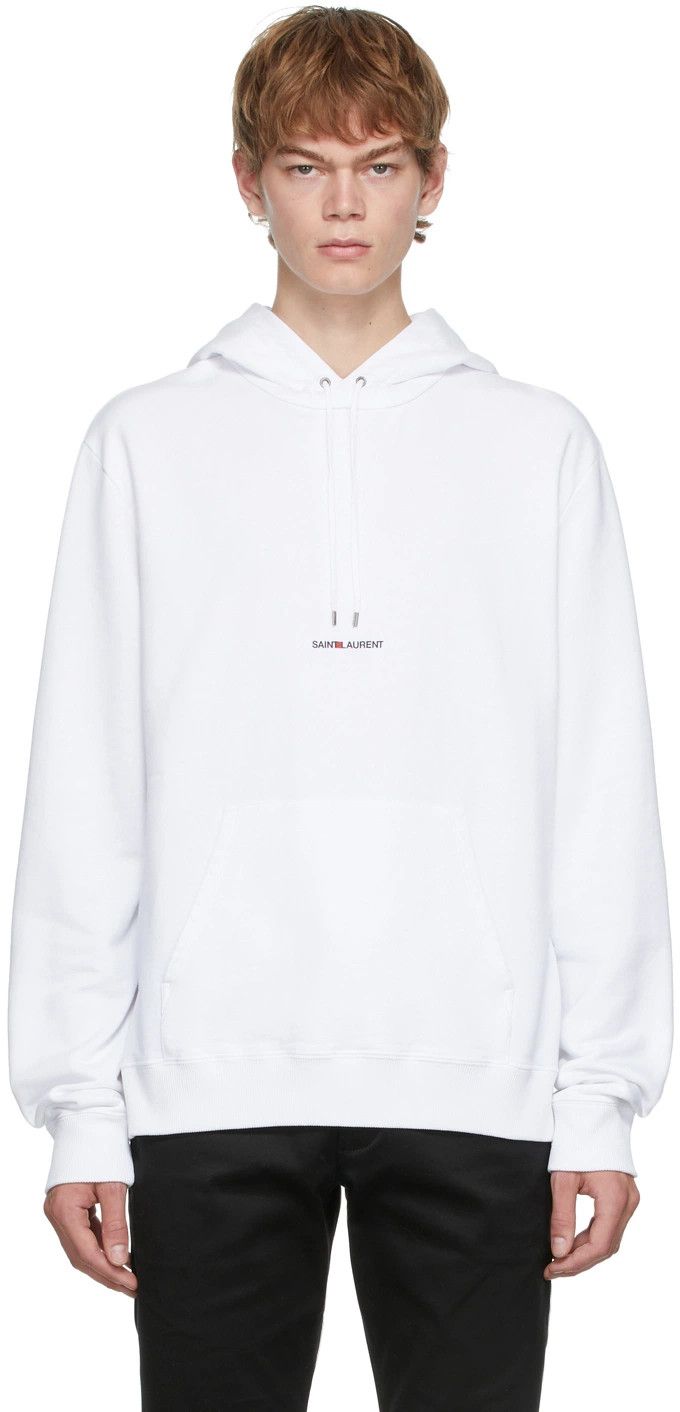 Saint Laurent Paris o1s1wg110924 Unisex Rive Gauche Hoodie in White Size US M / EU 48-50 / 2 - 1 Thumbnail